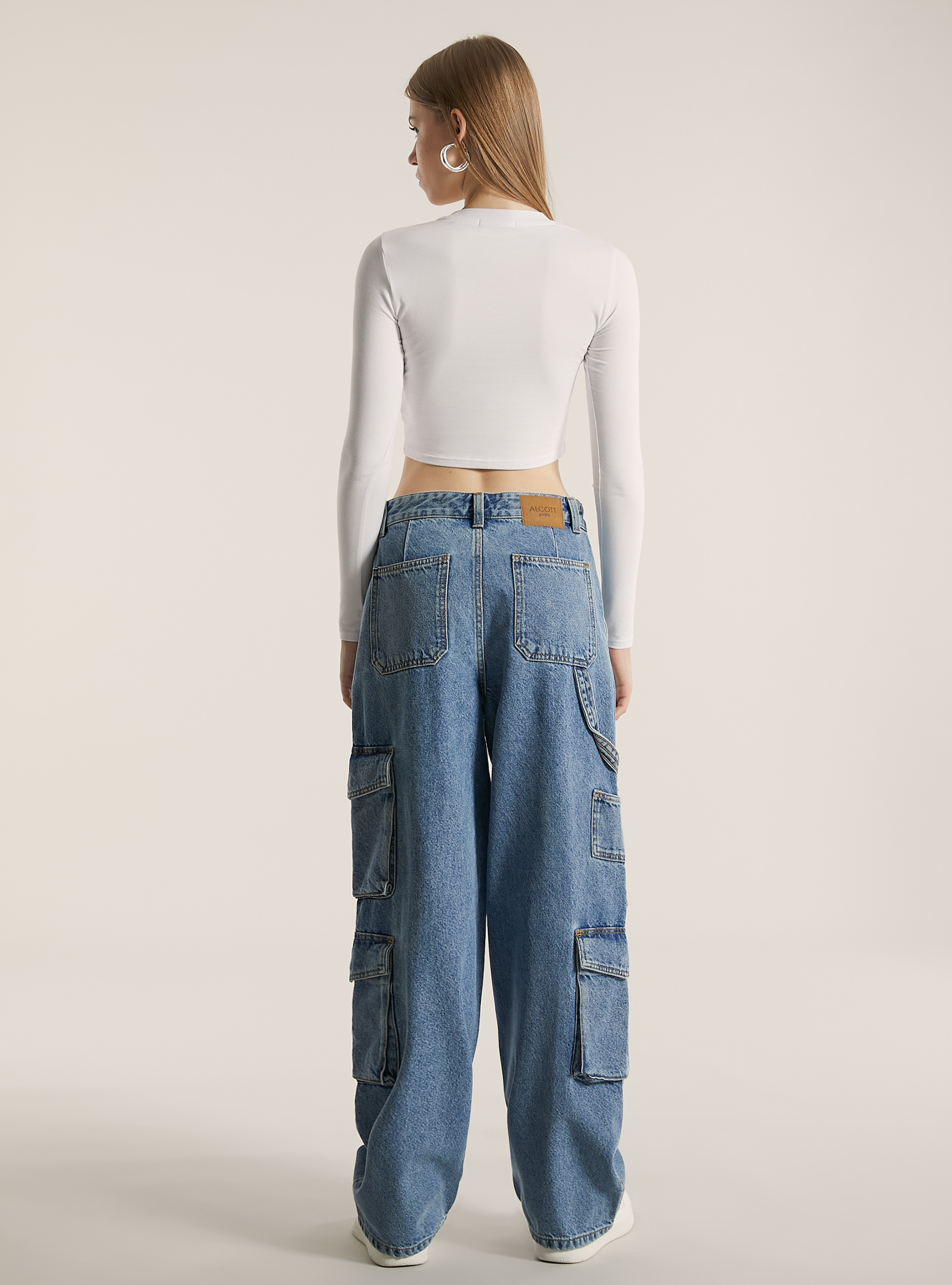 Jeans multi-cargos &agrave; coupe confortable, D006 AZURE