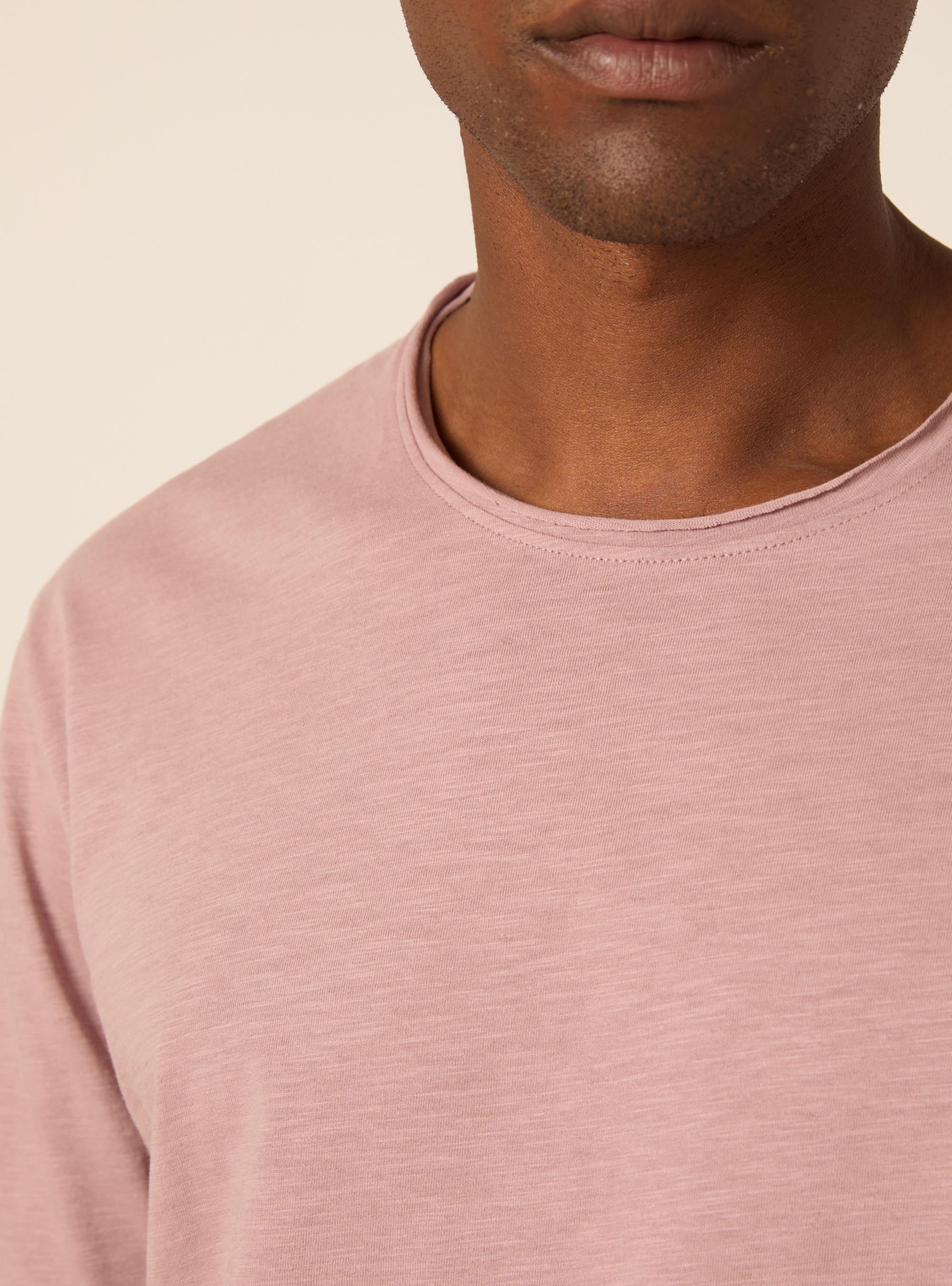 T-shirt slub tinta unita, ROSA CHIARO