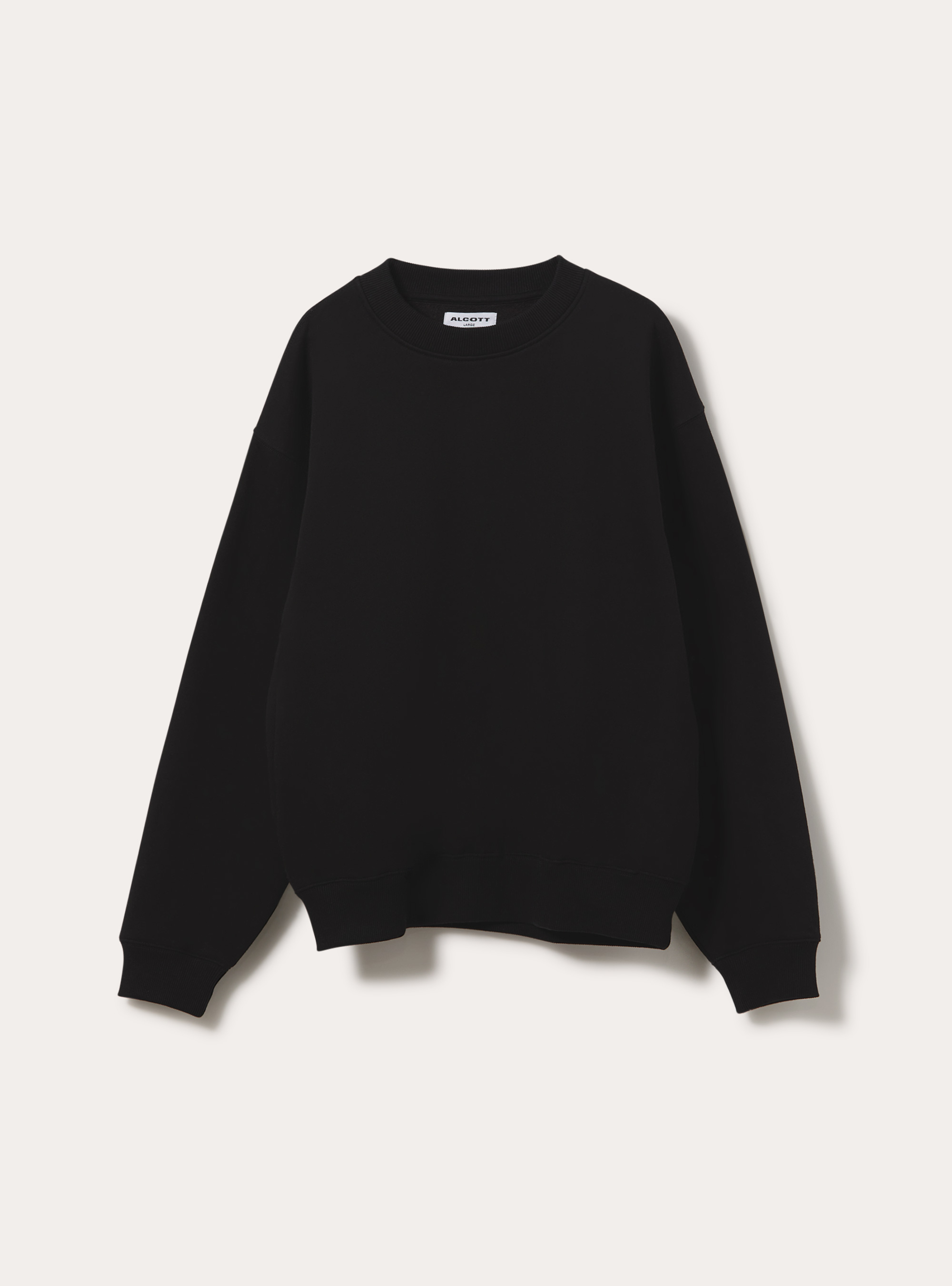 Basic boxy fit crewneck sweatshirt, BK1 BLACK