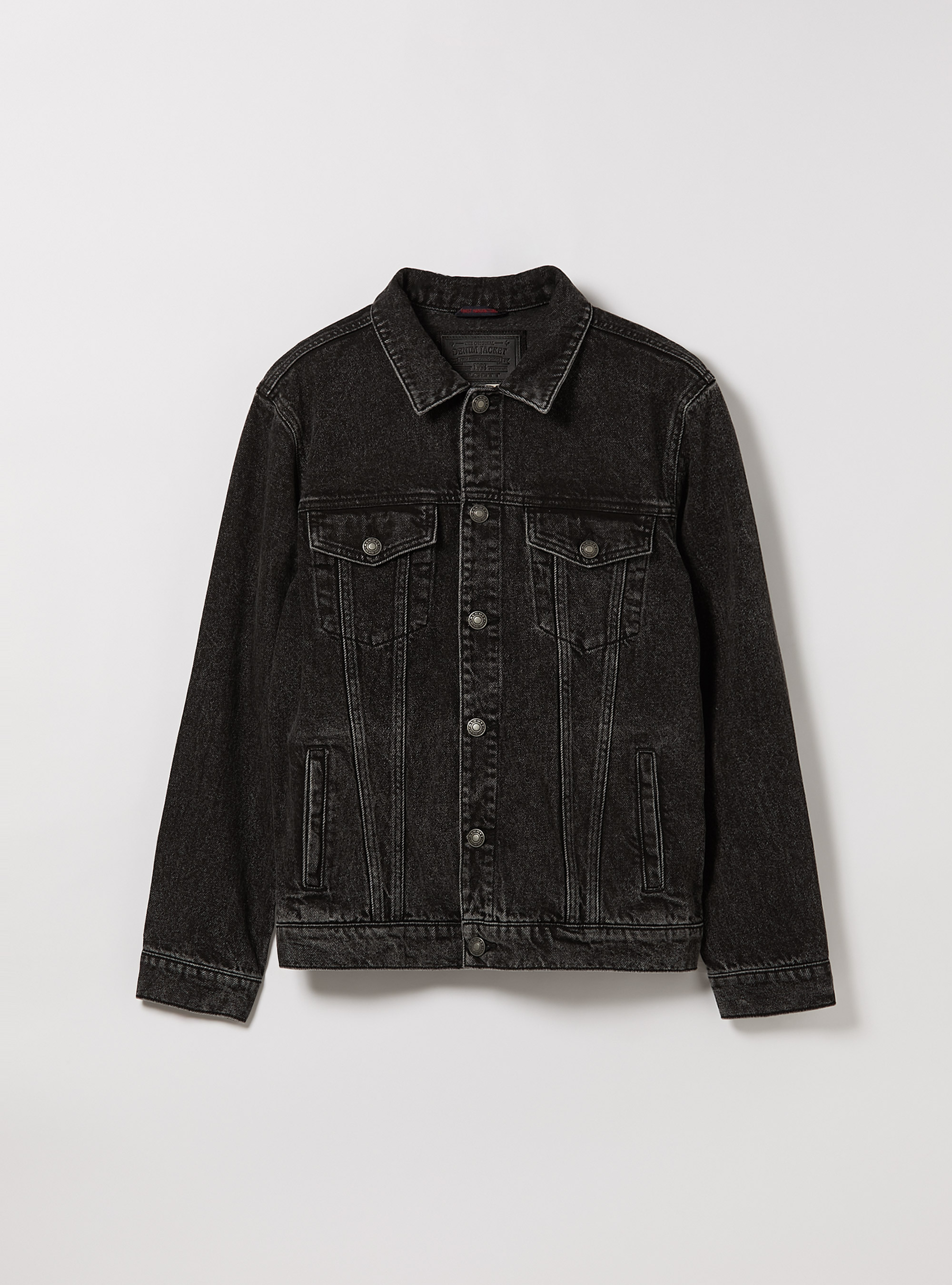 Veste en denim &agrave; coupe r&eacute;guli&egrave;re, D000 BLACK