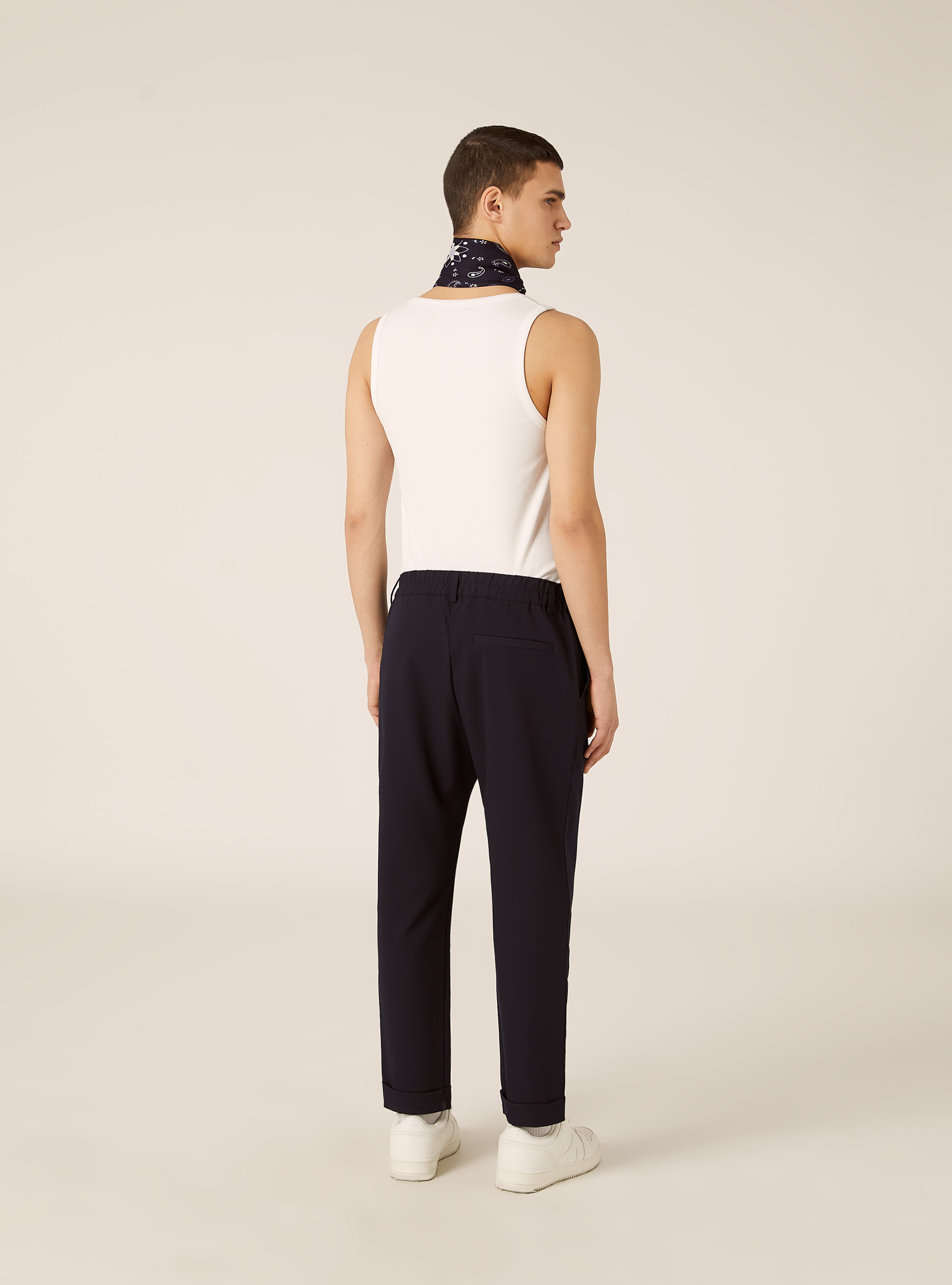 Karottenhose mit Bundfalten, NA1 NAVY DARK