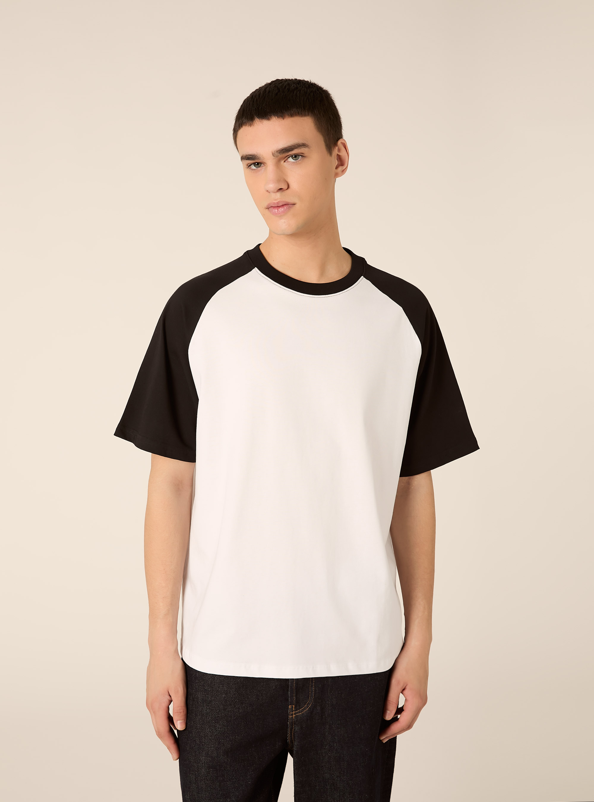 T-shirt Boxy avec Manches Raglan, BK1 BLACK