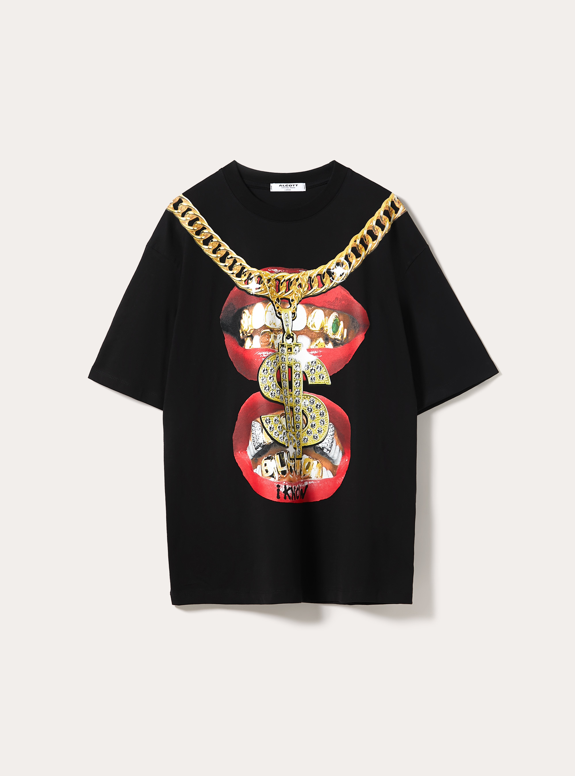 Camiseta Boxy Fit Estampada, BK1 BLACK