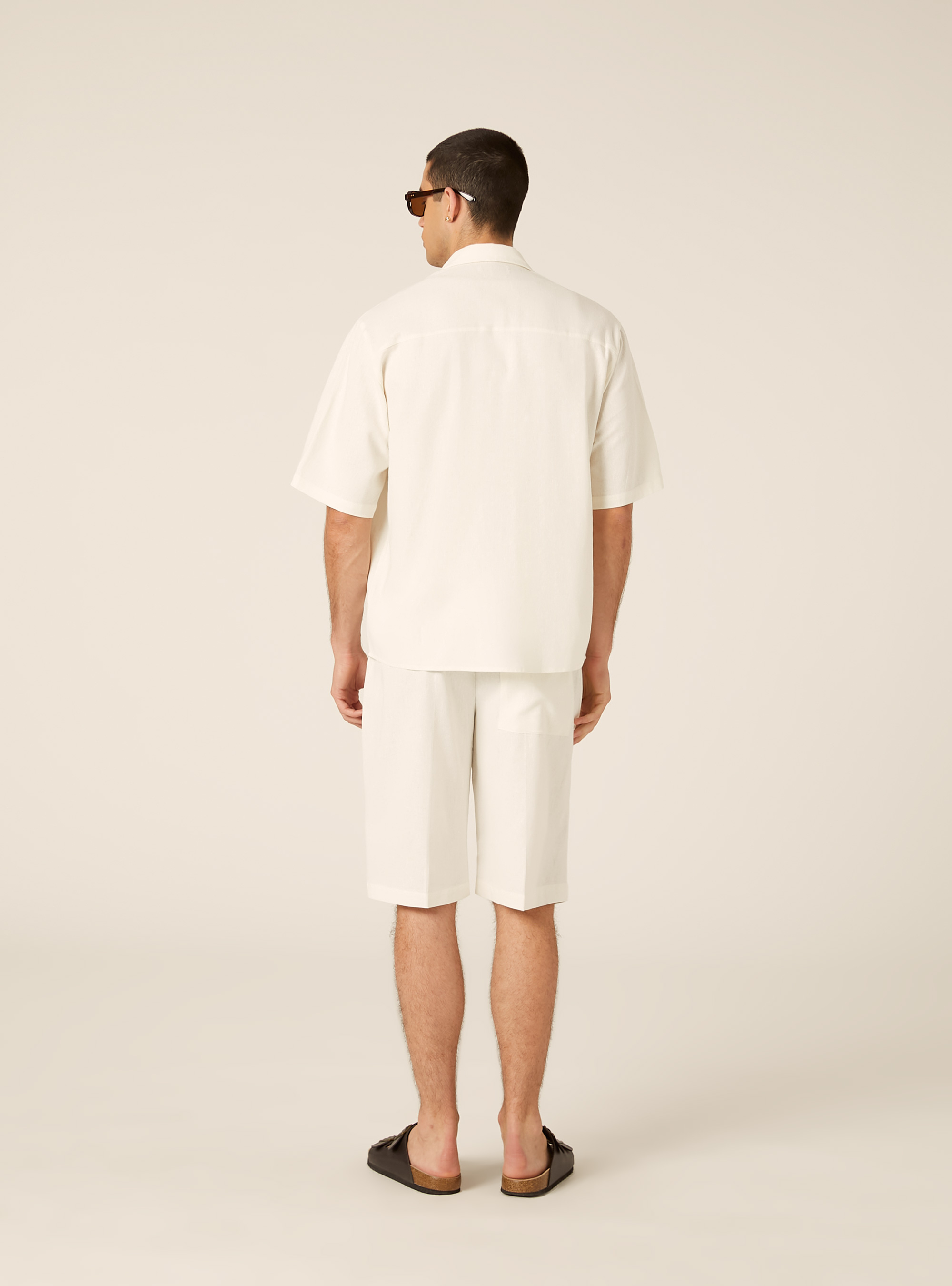 Linen Blend Shirt with Pocket, WH2 WHITE