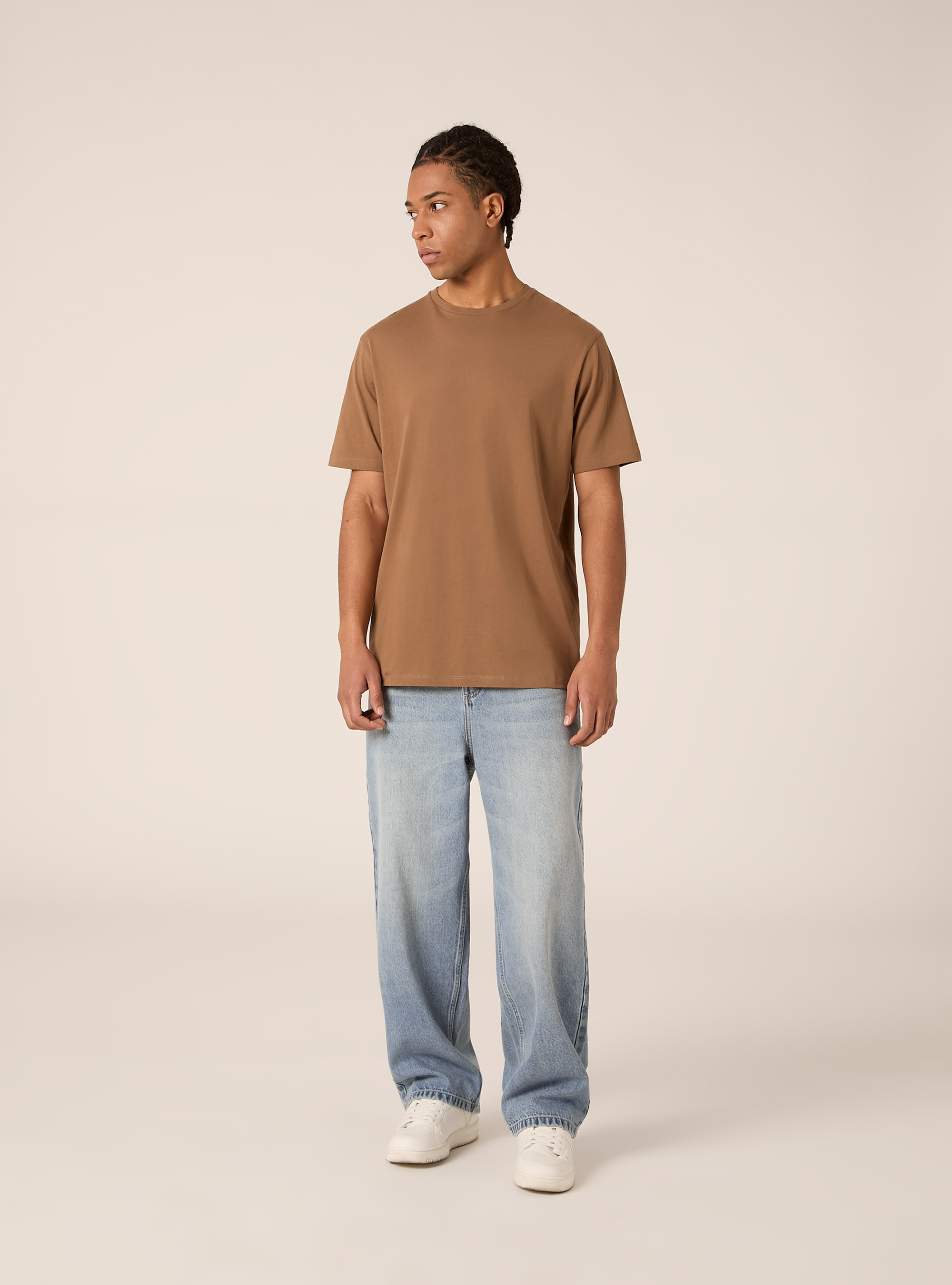Camiseta b&aacute;sica de algod&oacute;n, BR2 BROWN MEDIUM