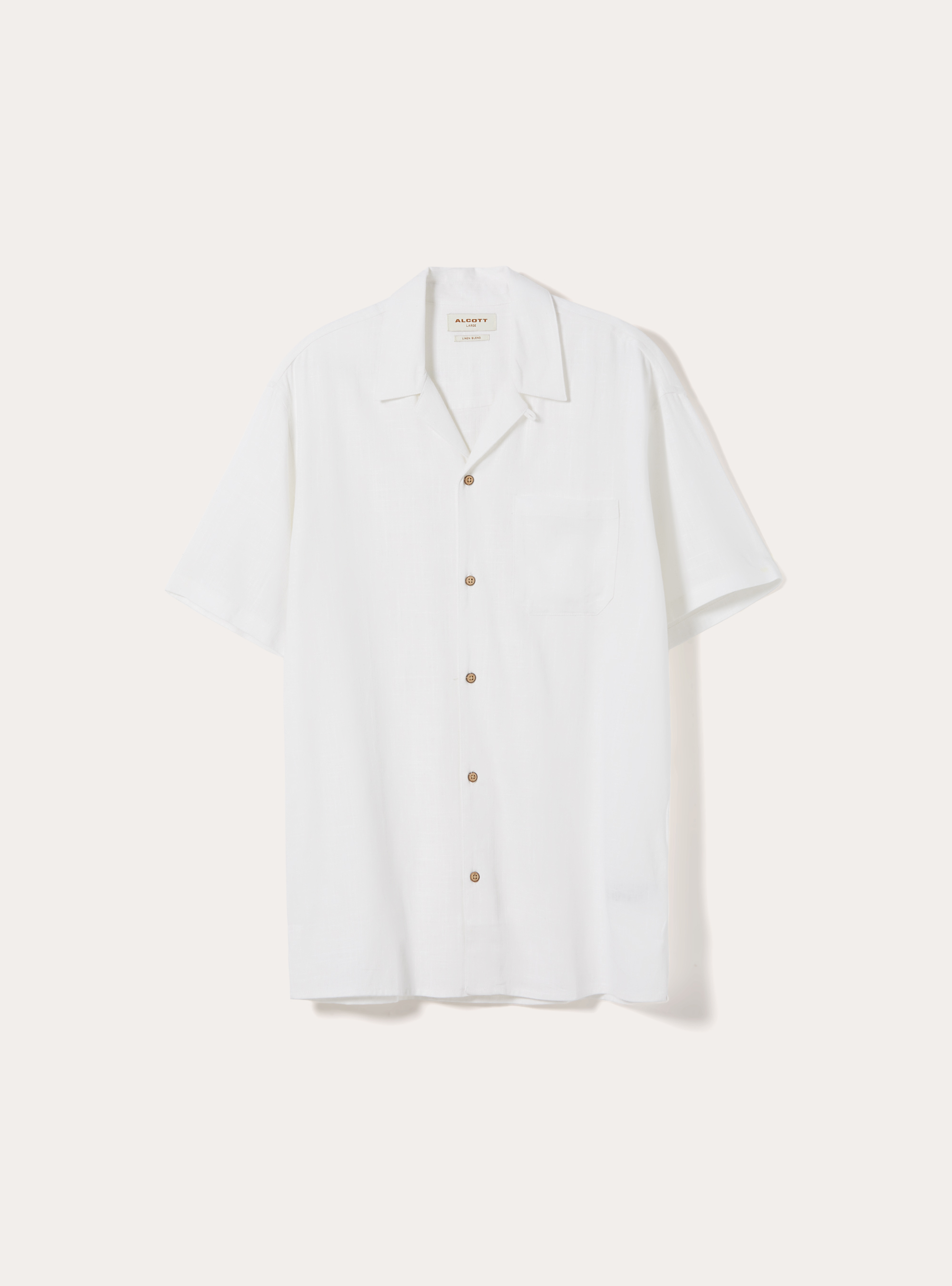 Linen blend shirt with bowling collar, WH1 OFF WHITE