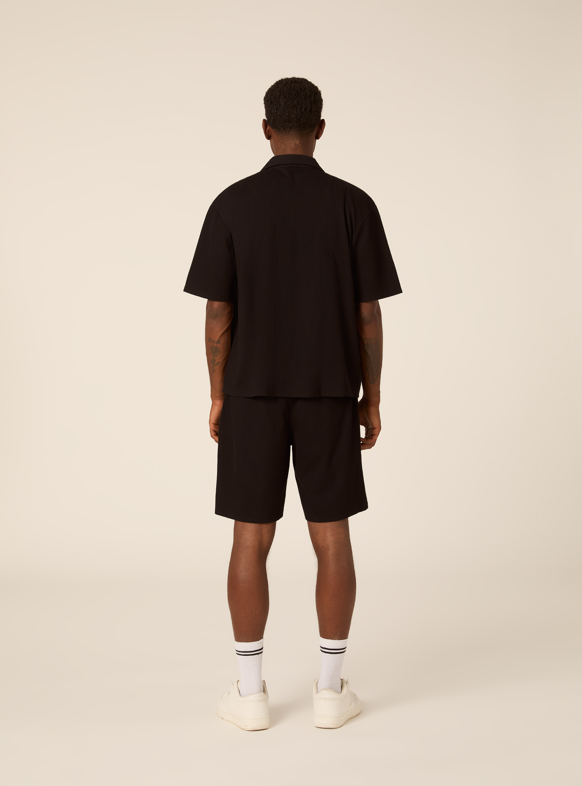 Camisa Bowling Regular Fit de Punto, BK1 BLACK
