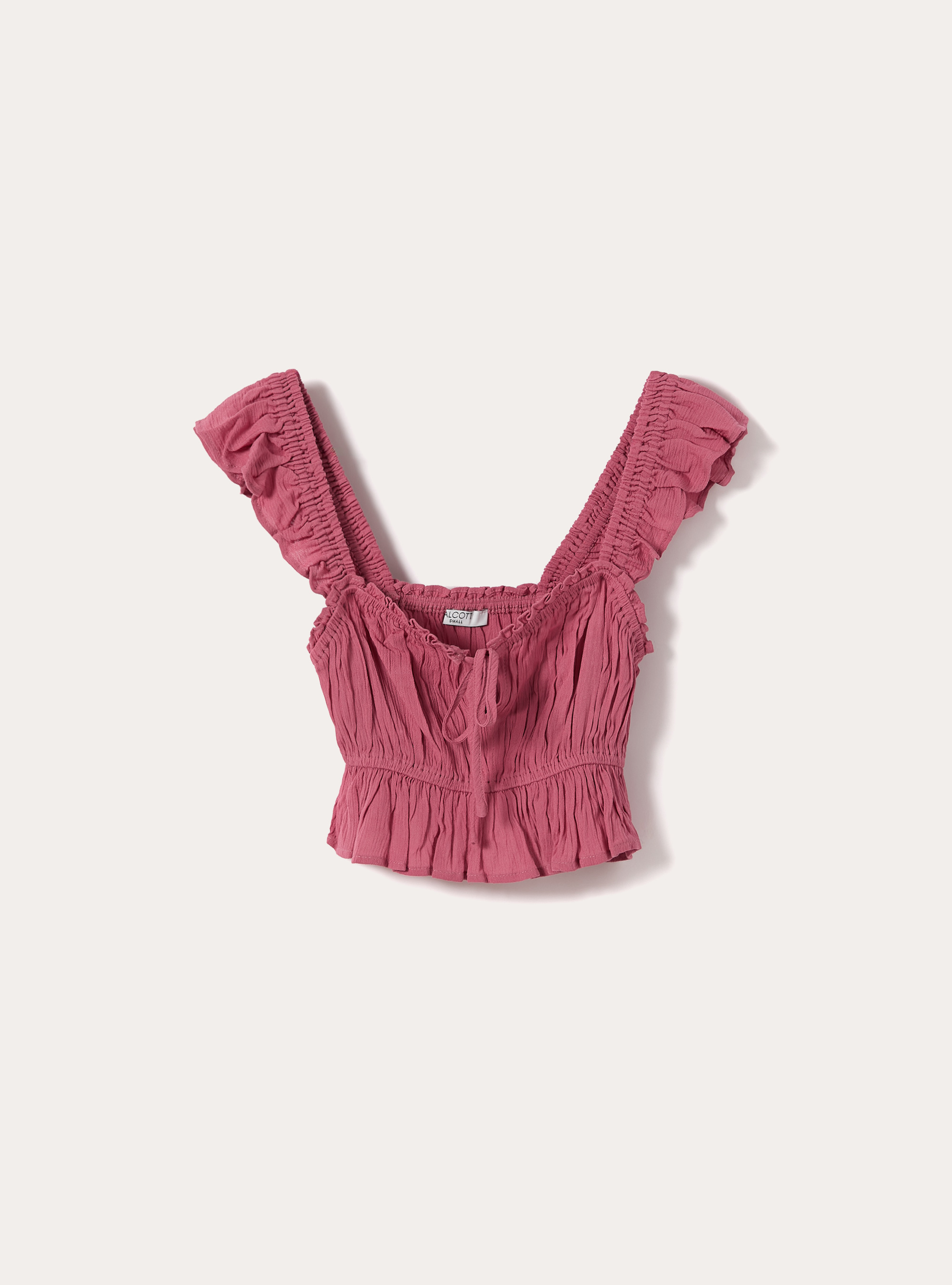 Top aus Crepe mit R&uuml;schen, PK1 PINK DARK