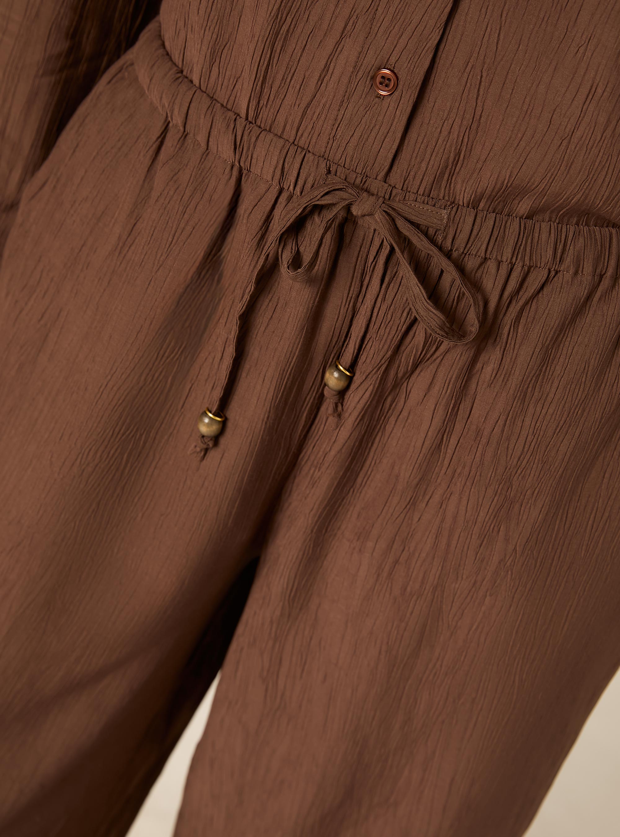 Pantaloni ampi con vita elasticizzata in crepe, BR2 BROWN MEDIUM