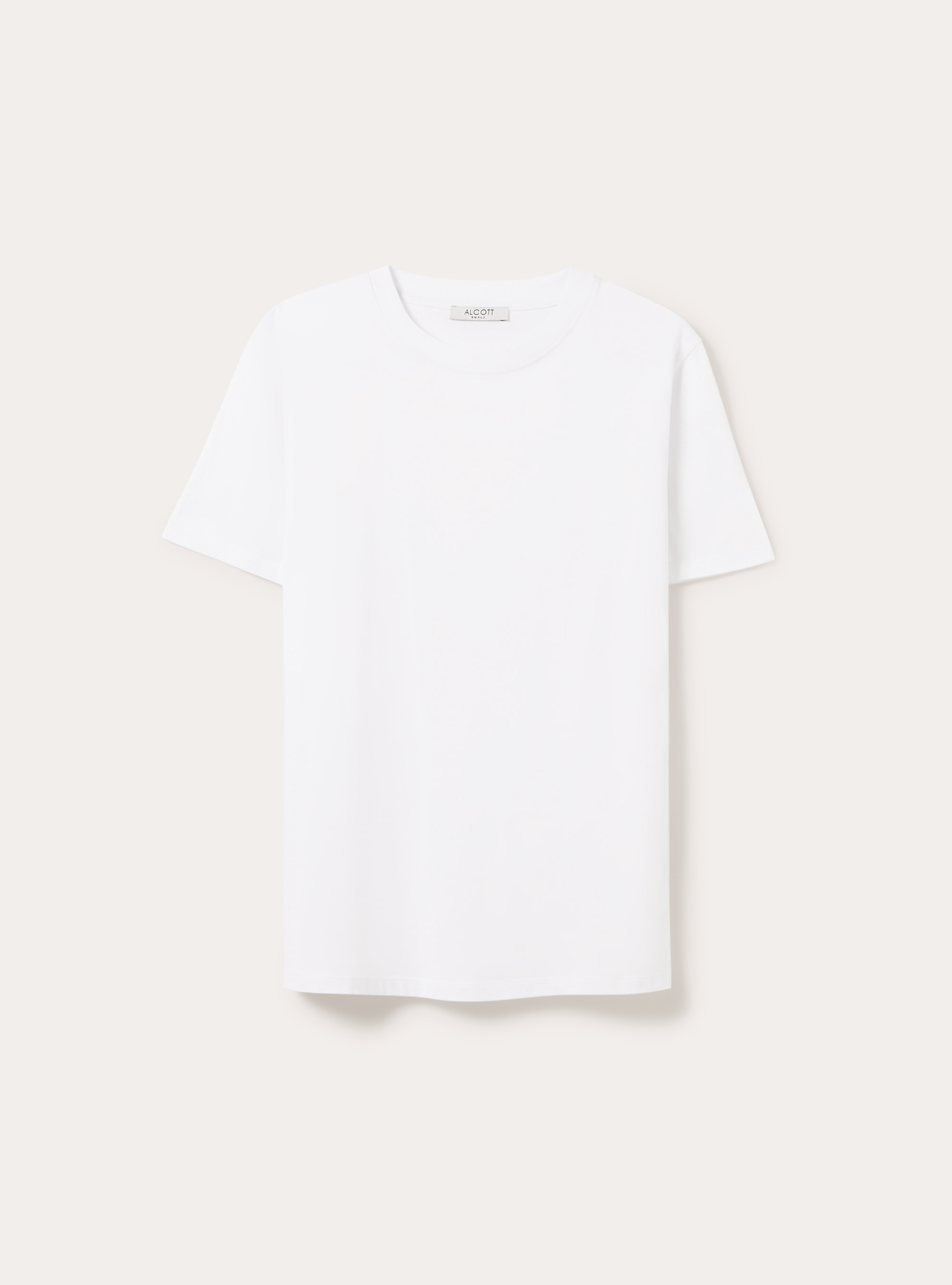 Camiseta de cuello redondo de algod&oacute;n, WH3 WHITE