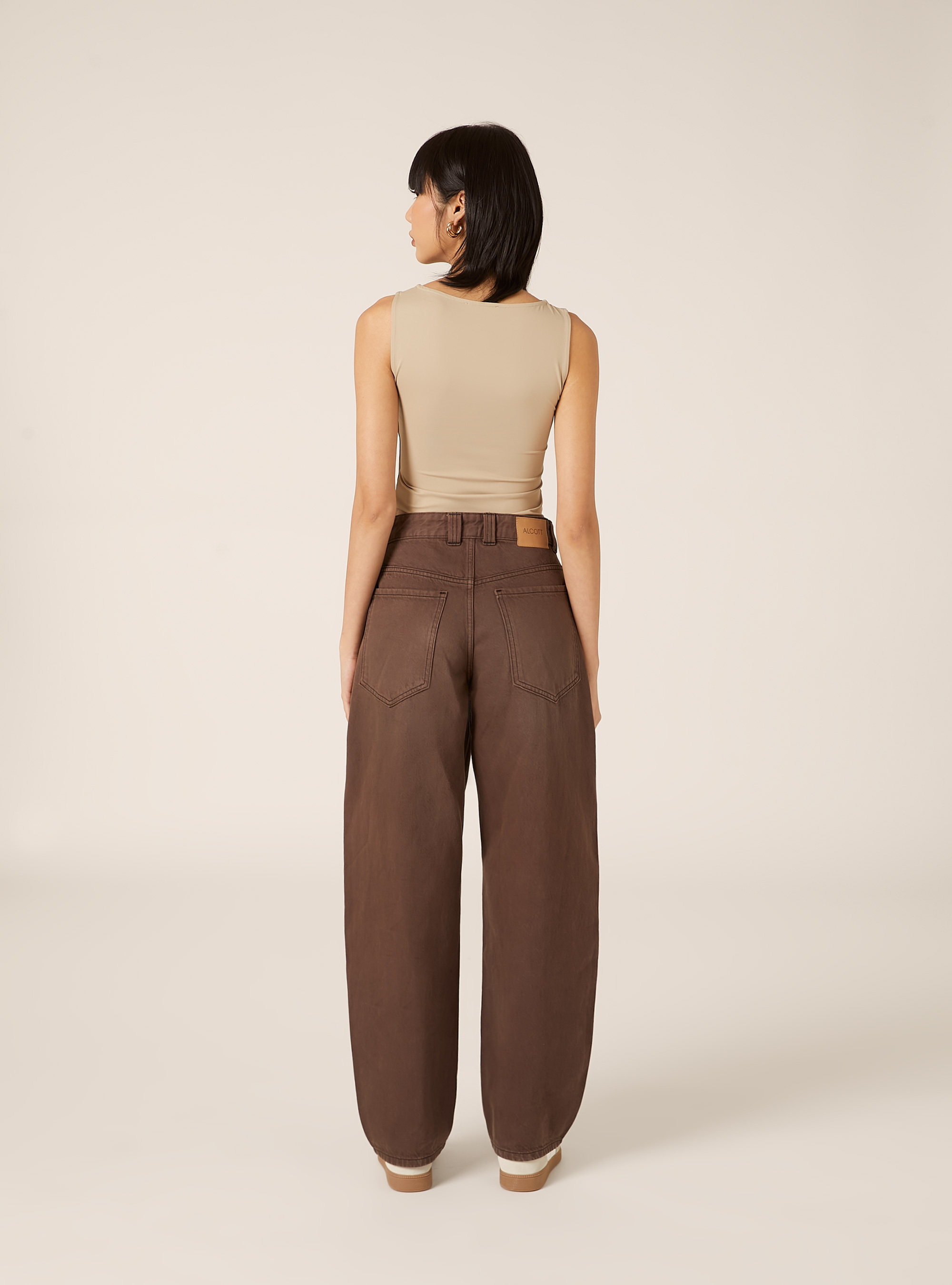 Body con scollo halter elasticizzato, BEIGE CHIARO