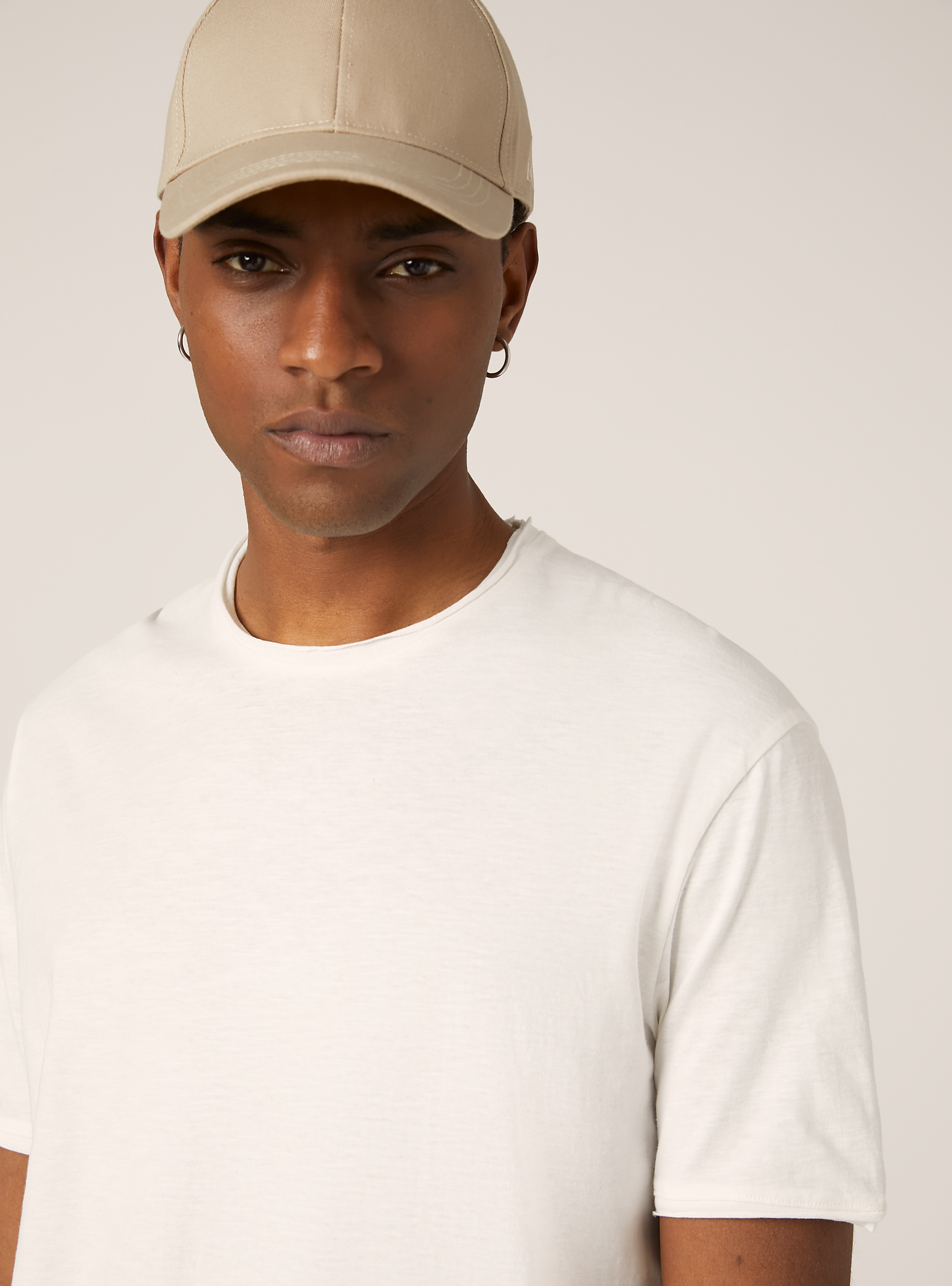 T-shirt en coton coup&eacute; &agrave; vif, WH1 OFF WHITE
