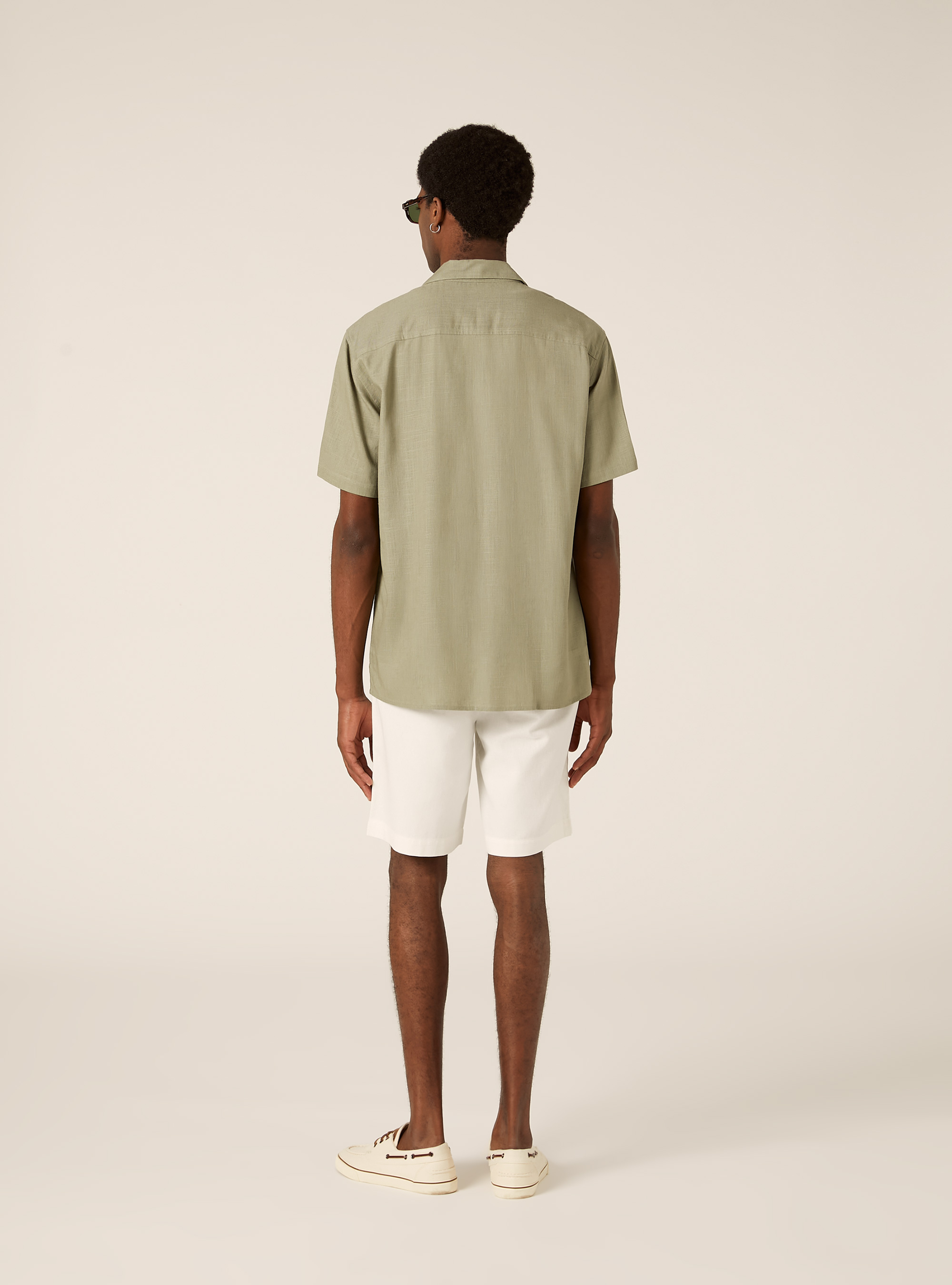 Linen blend shirt with bowling collar, KY3 KAKY LIGHT