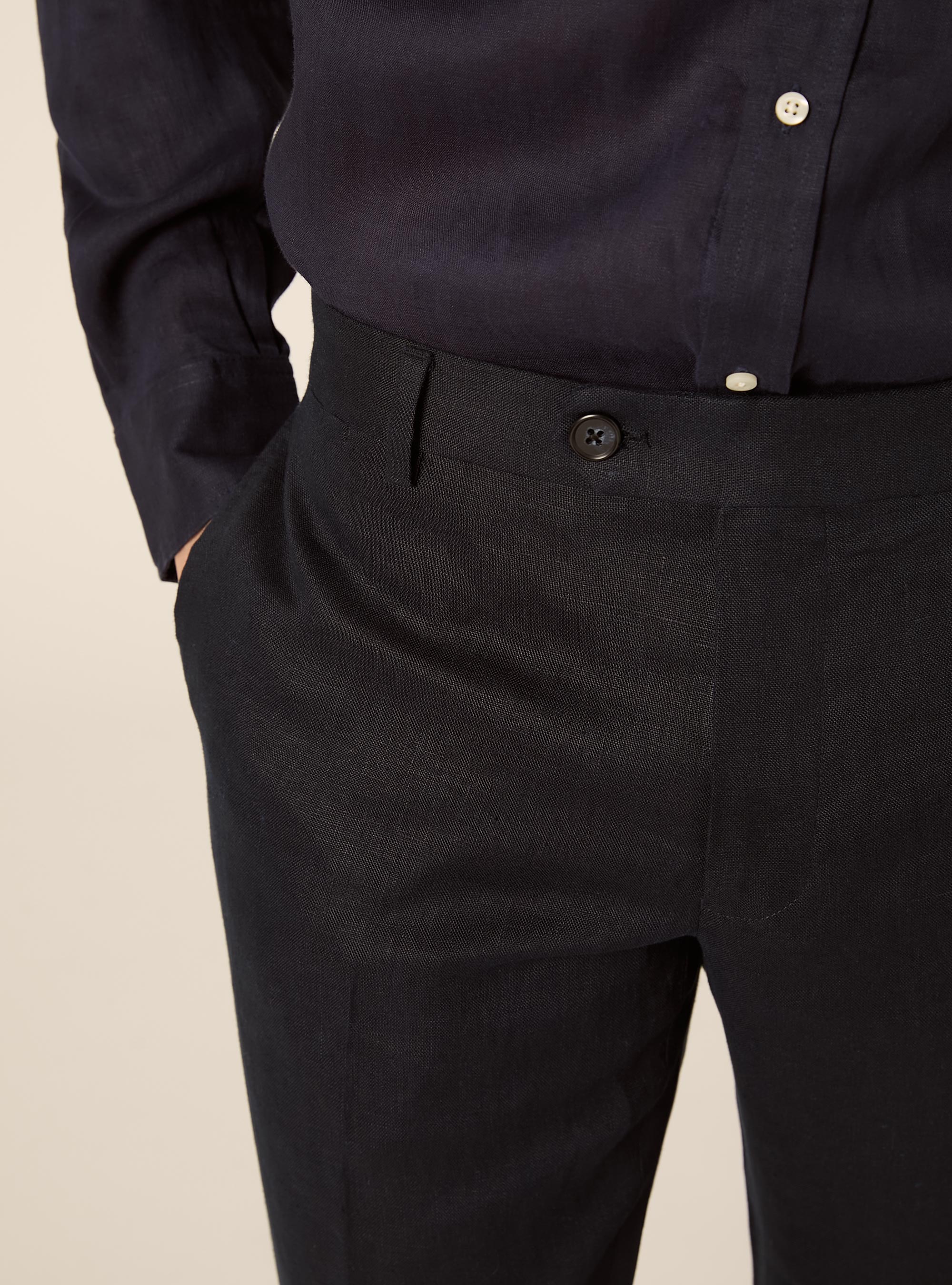 Pure linen trousers, NA1 NAVY DARK