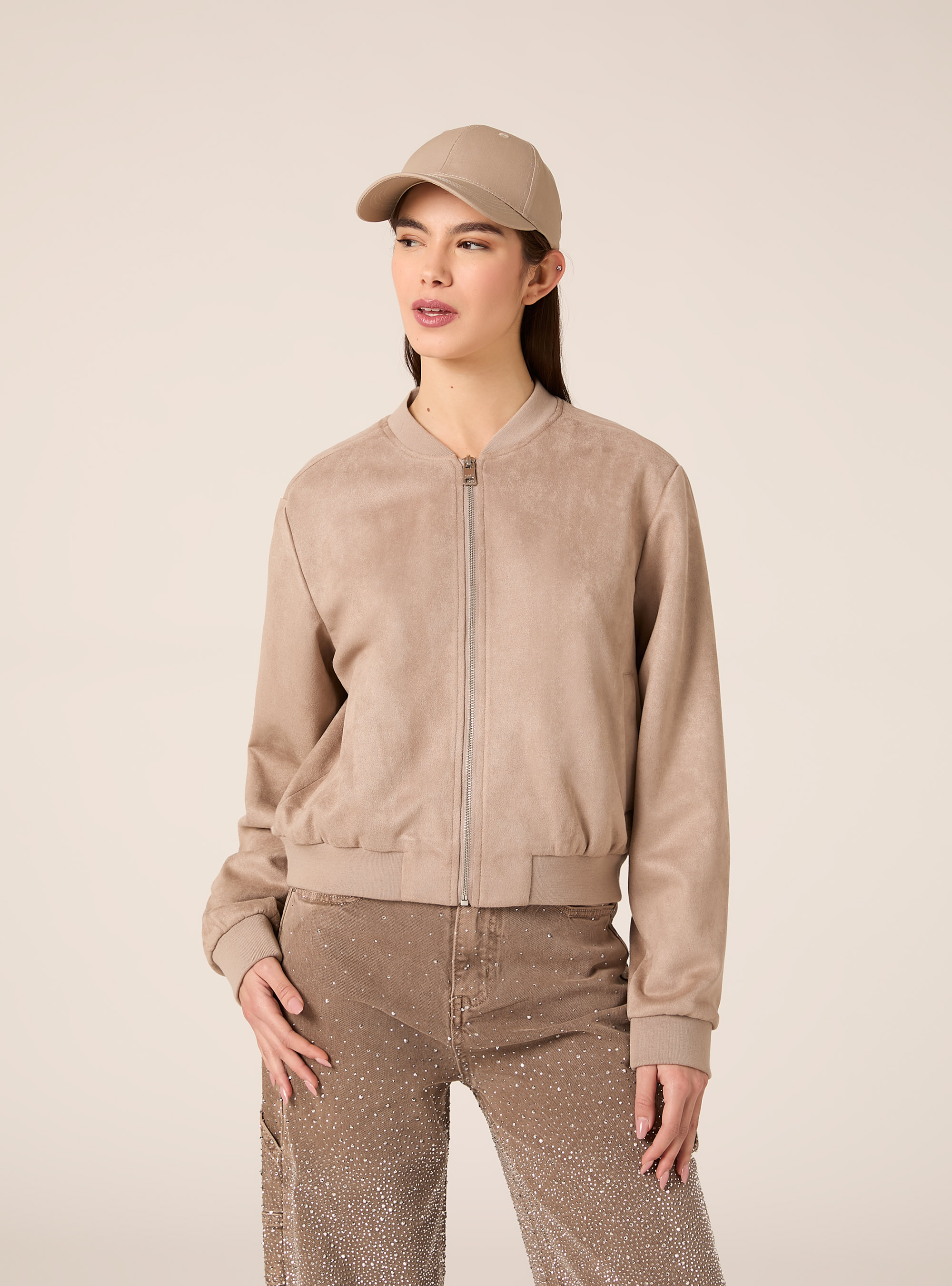 Chaqueta bomber de ante, BR3 BROWN LIGHT