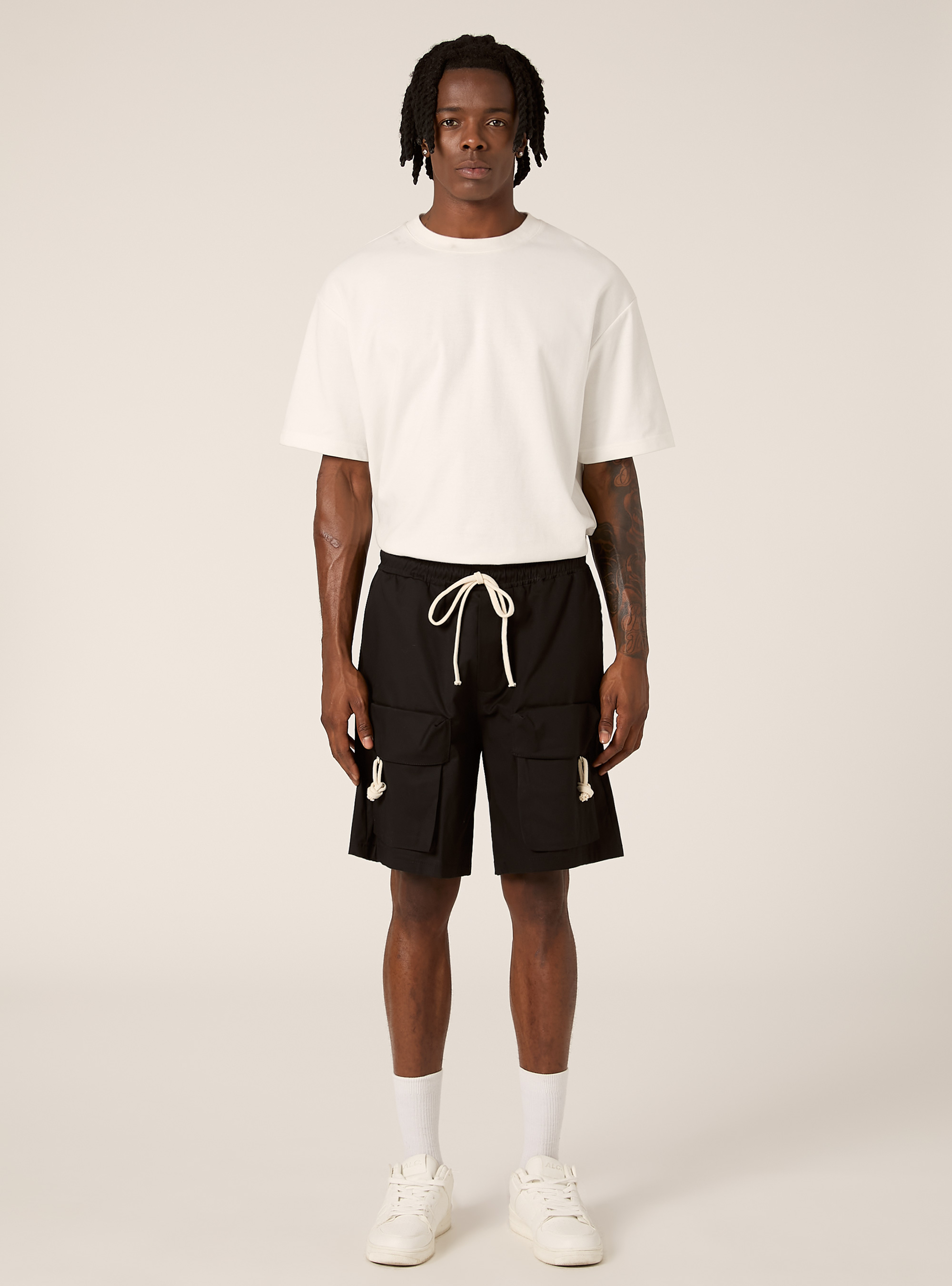 Bermuda cargo en coton, BK1 BLACK