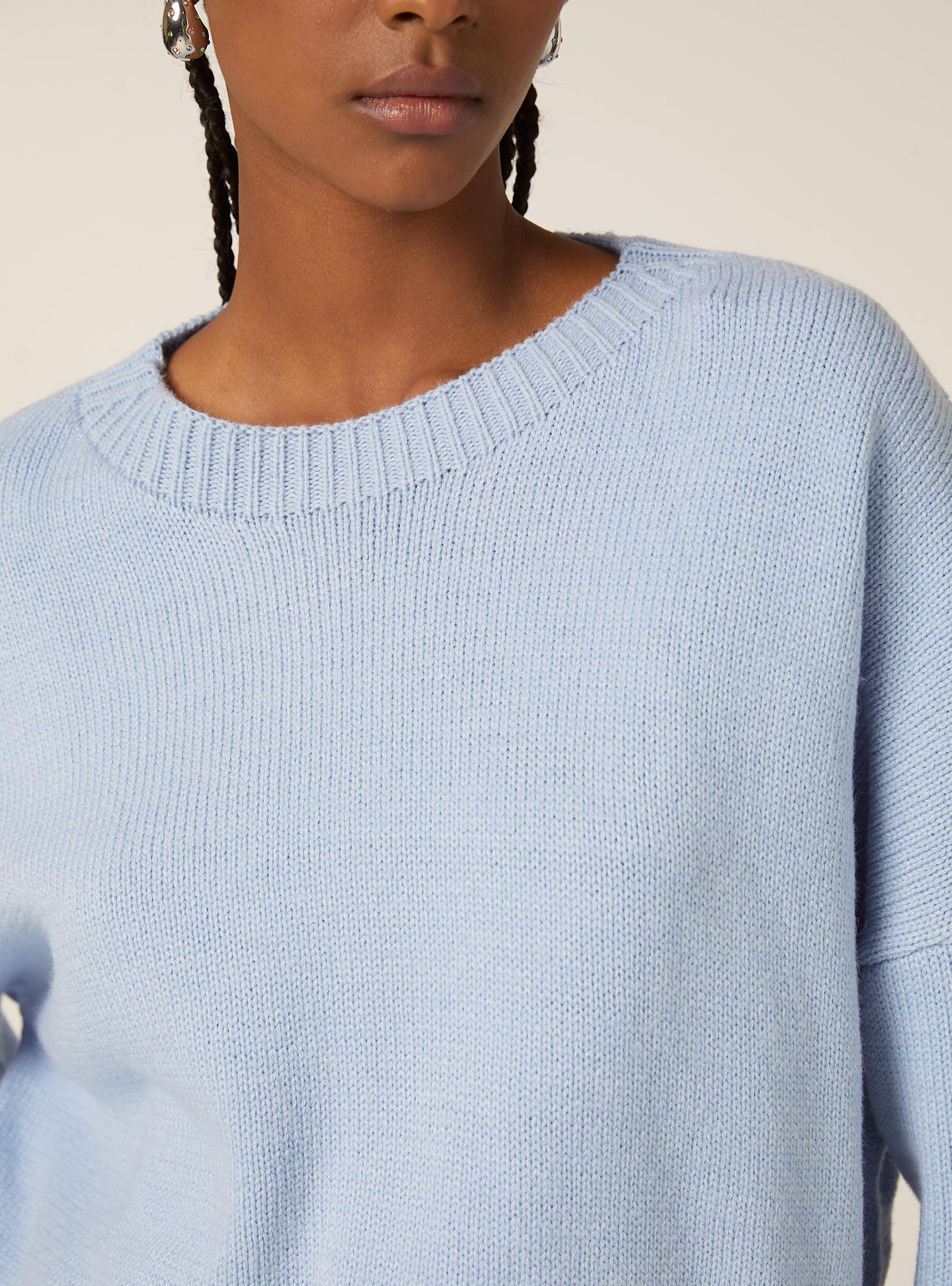 Pull &agrave; col rond basique, MAZ2 AZURE MEL MEDIUM