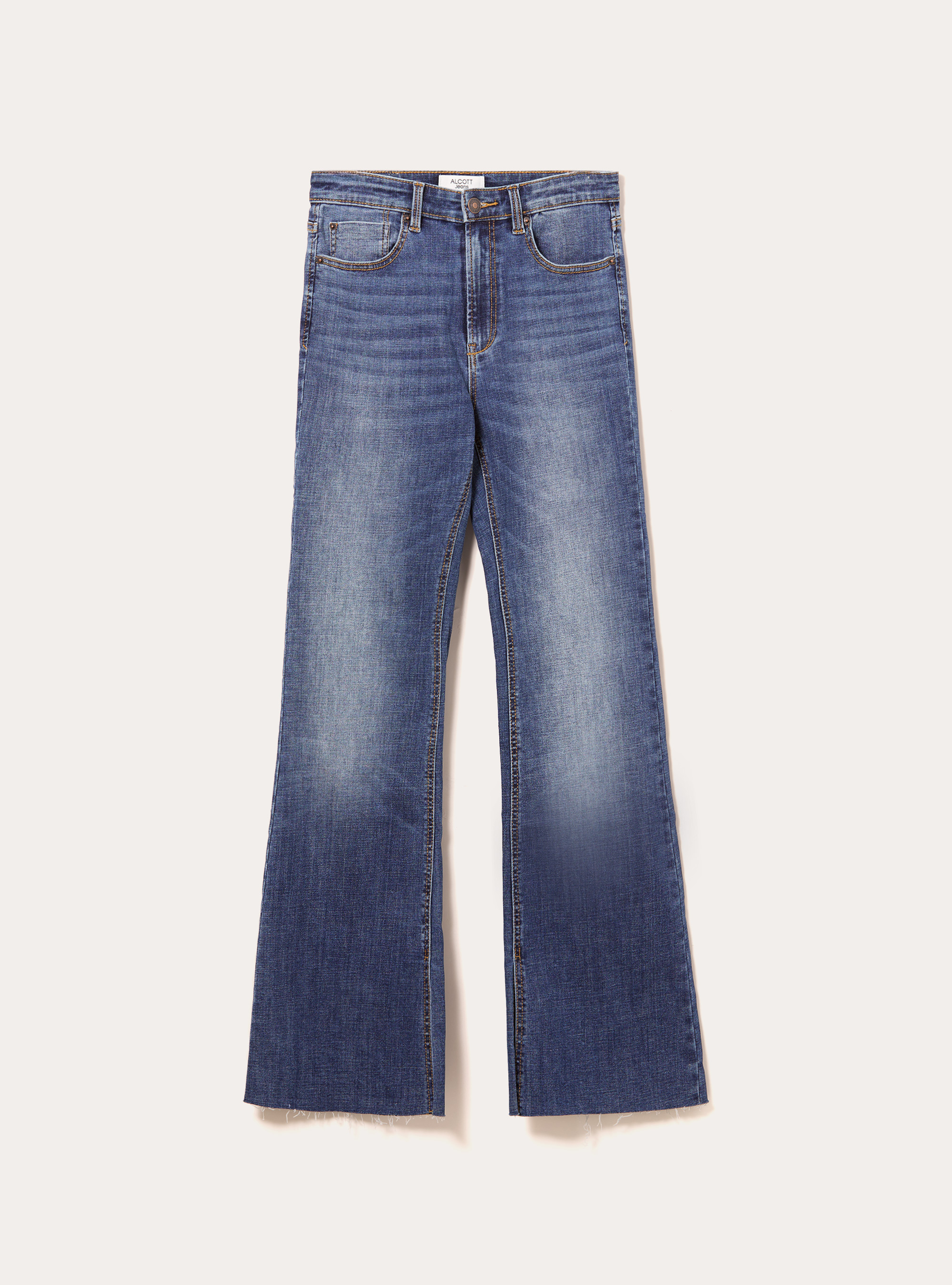 Vaqueros acampanados de cintura alta, D003 MEDIUM BLUE