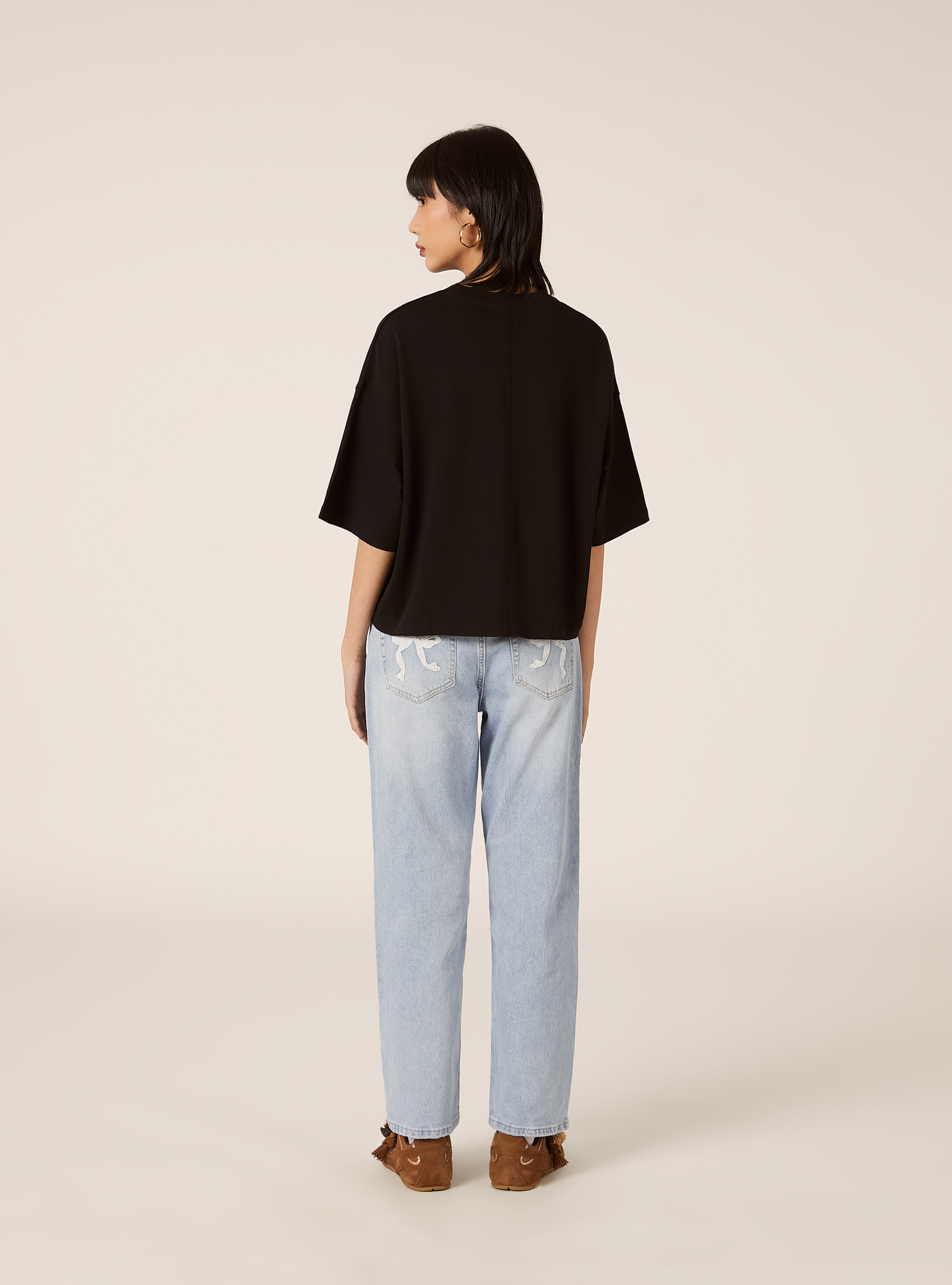 Maglietta basic boxy fit, NERO