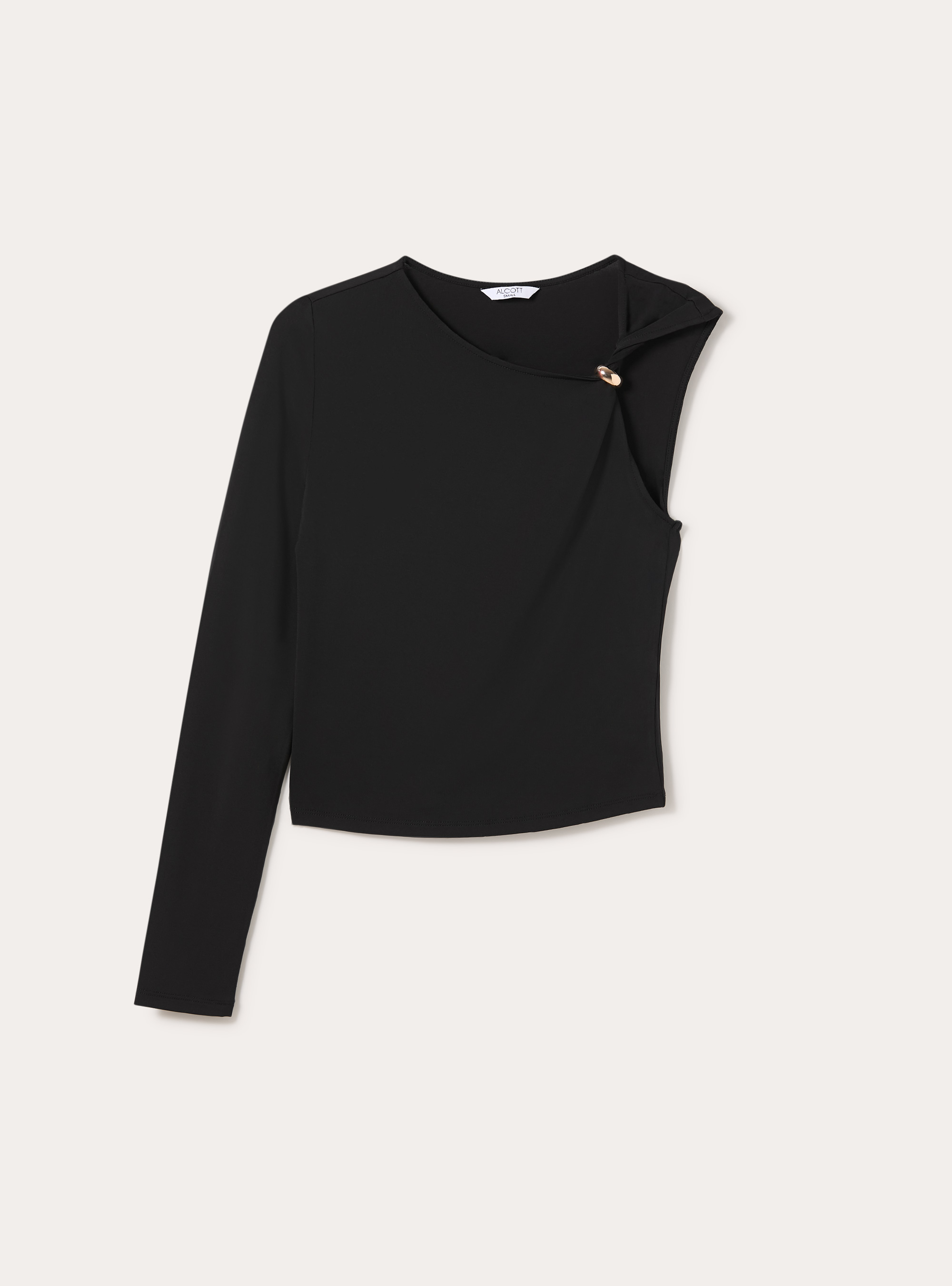 Camiseta de un solo hombro, BK1 BLACK