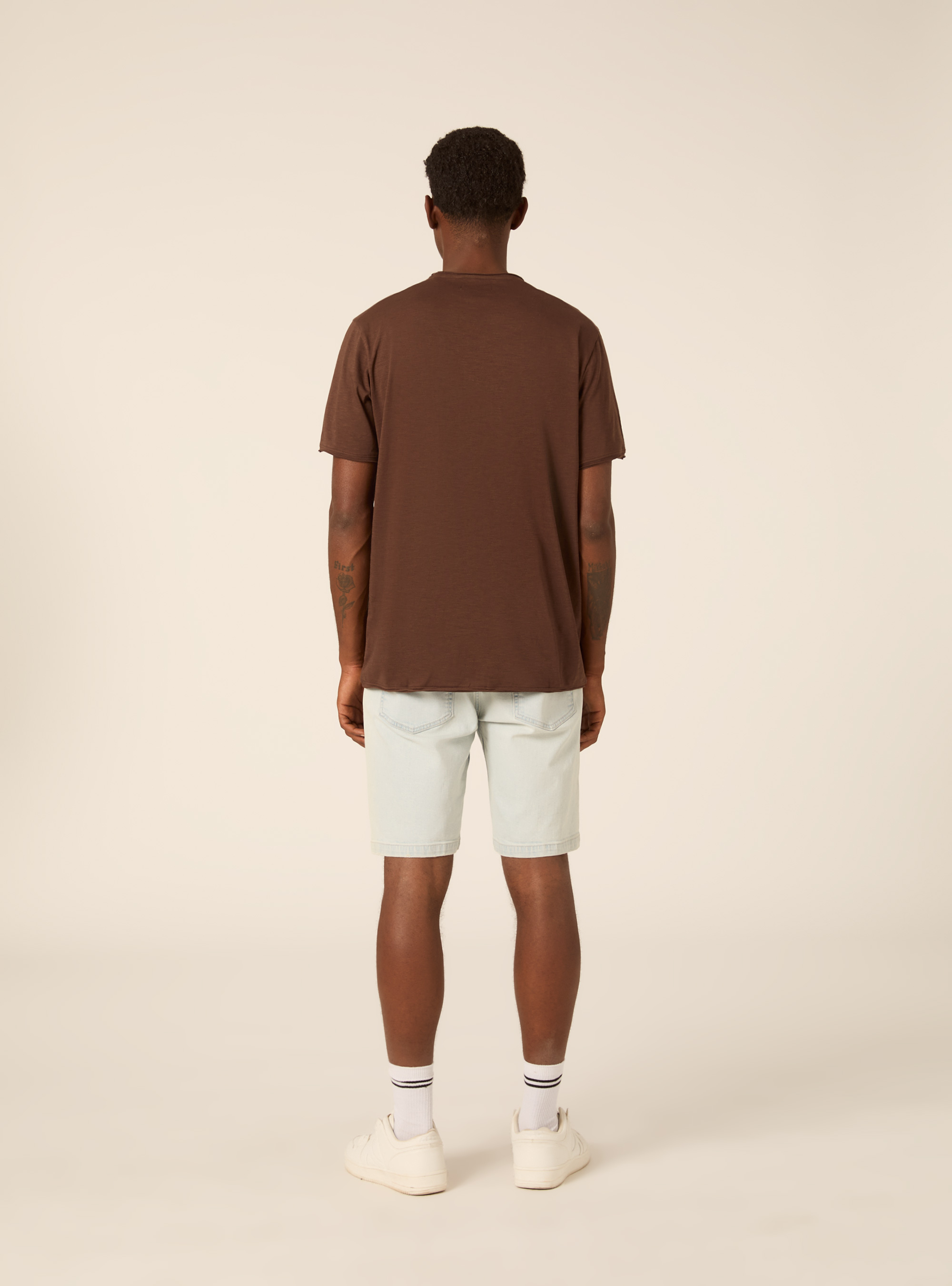 T-shirt slub tinta unita, MARRONE MEDIO