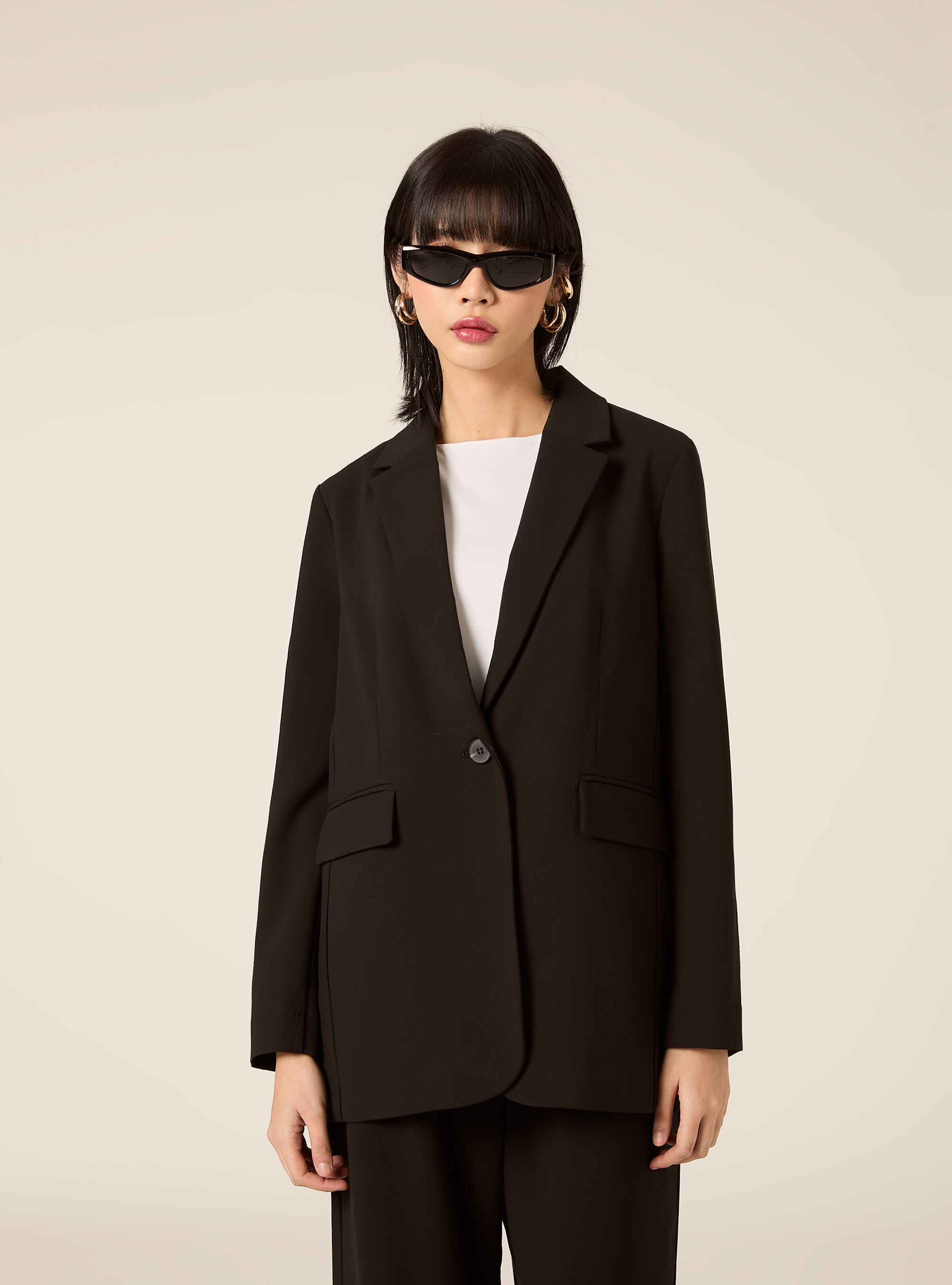 Regular fit single-breasted blazer, BK1 BLACK