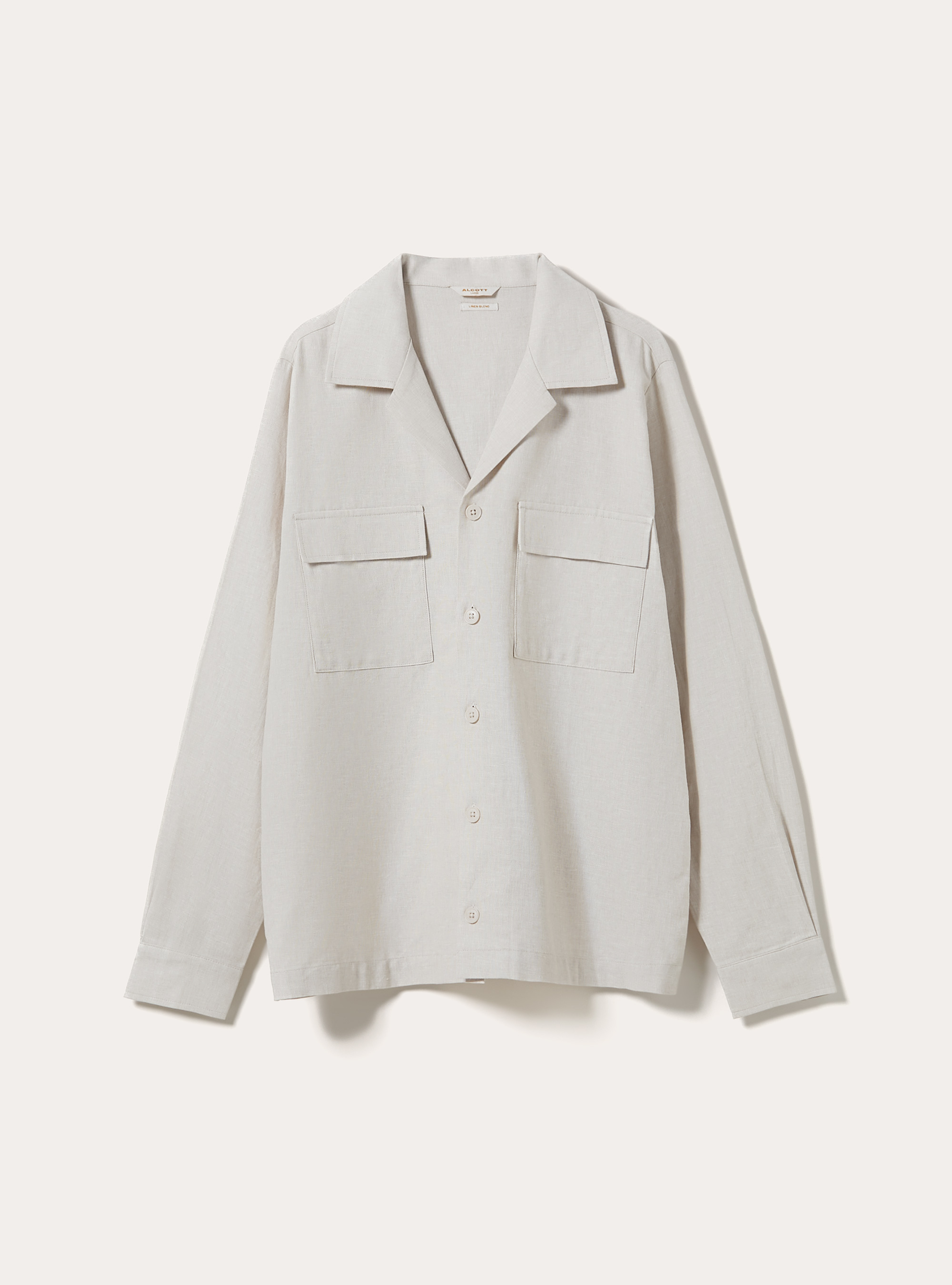 Chemise en M&eacute;lange de Lin avec Poches Plaqu&eacute;es, MBG2 BEIGE MEL MED