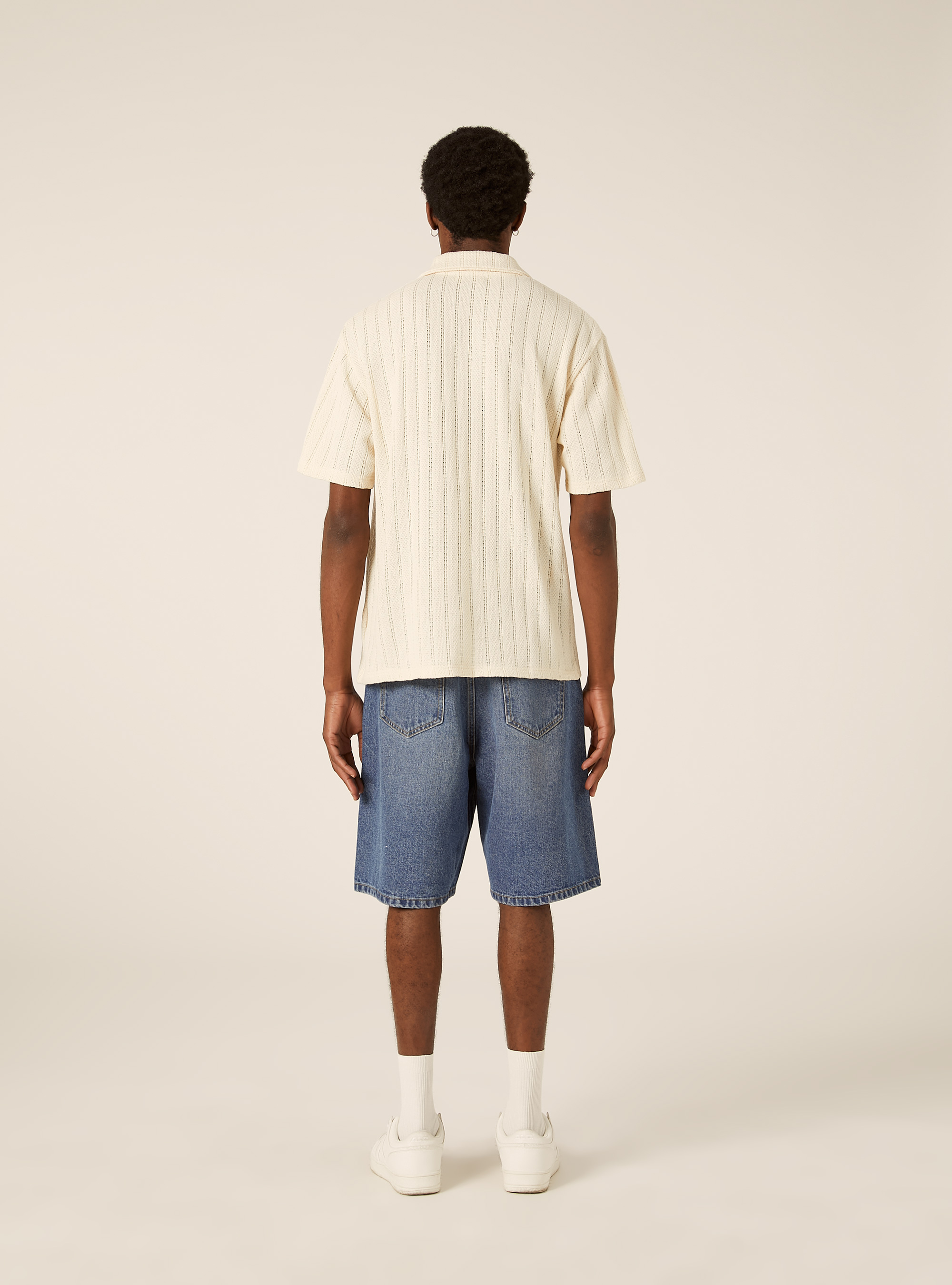Polo in maglia traforata, CREMA CHIARO