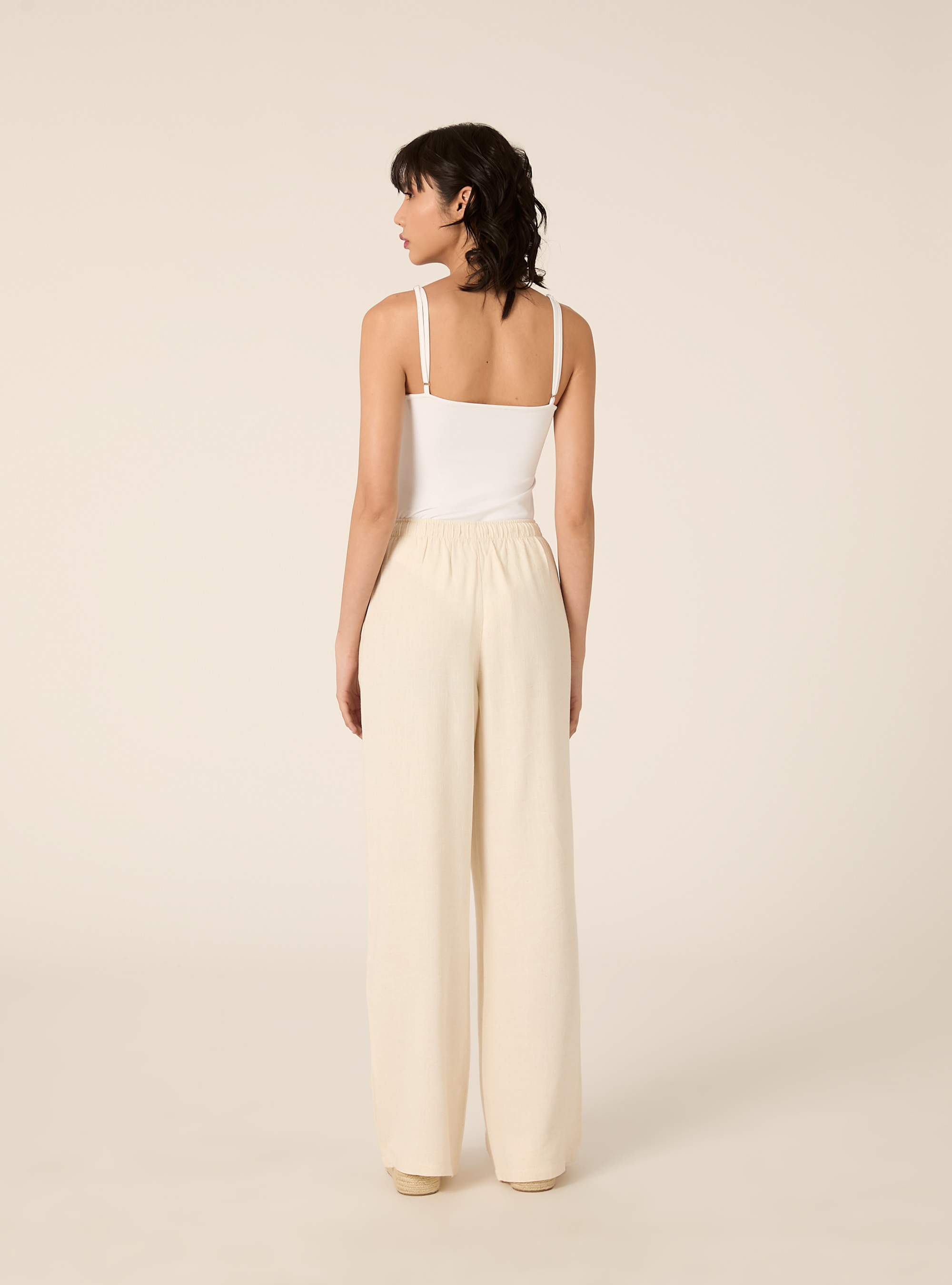 Linen-blend palazzo pants, MBG3 BEIGE MEL LIGHT