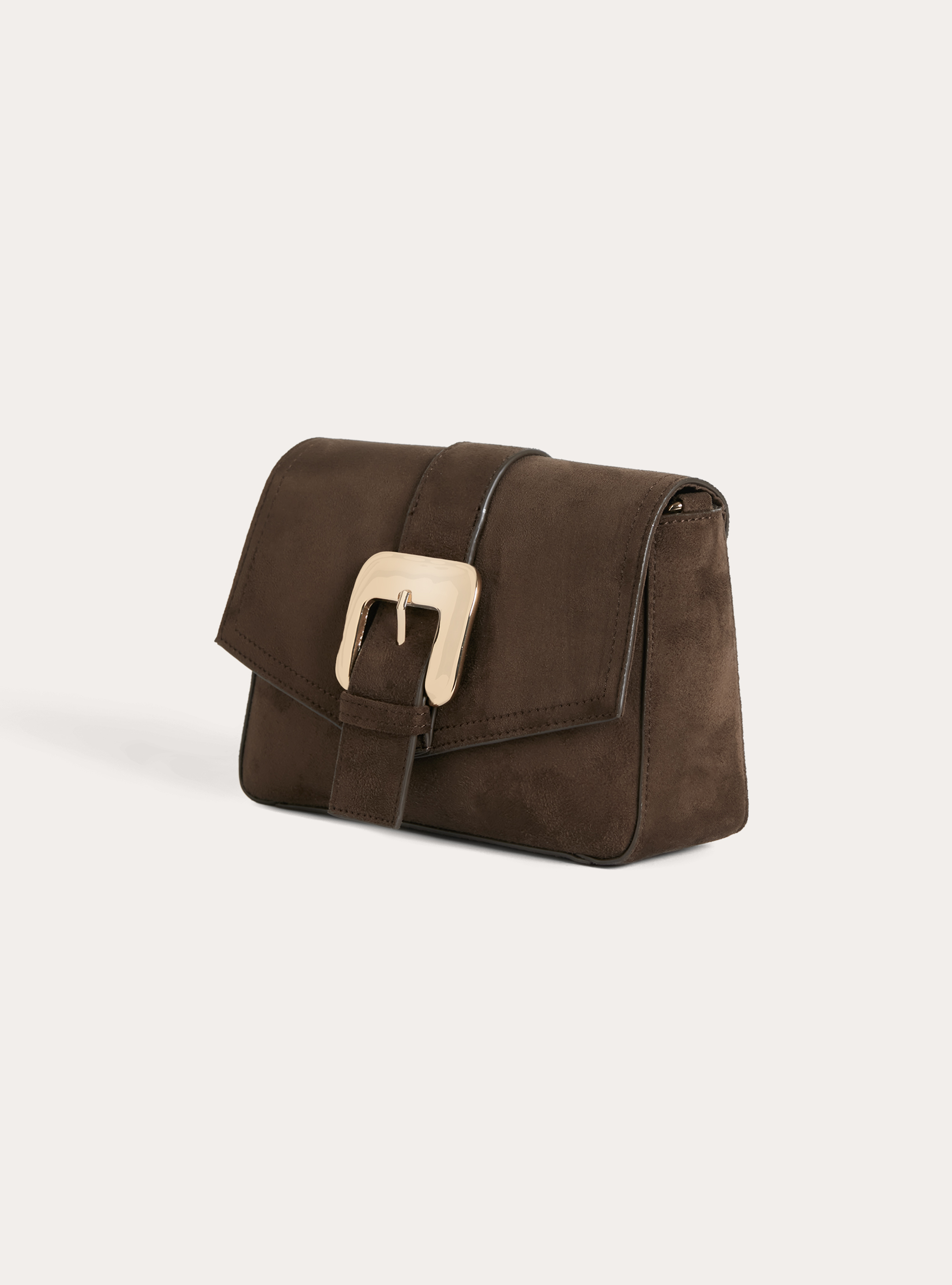 Suede bag with shoulder strap, BR1 BROWN DARK