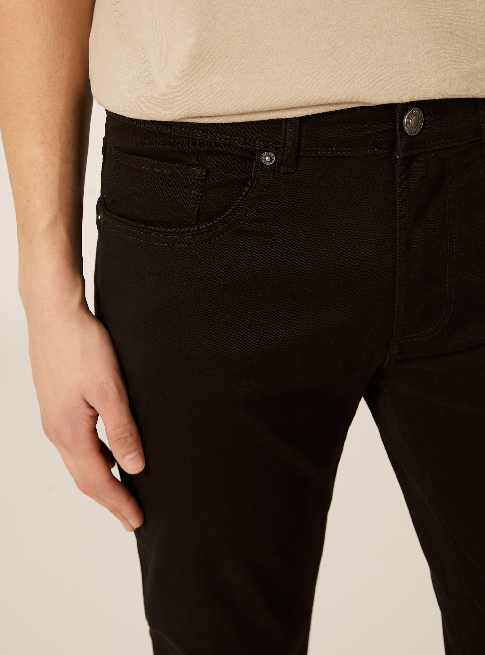 Slim fit cotton trousers, BK1 BLACK