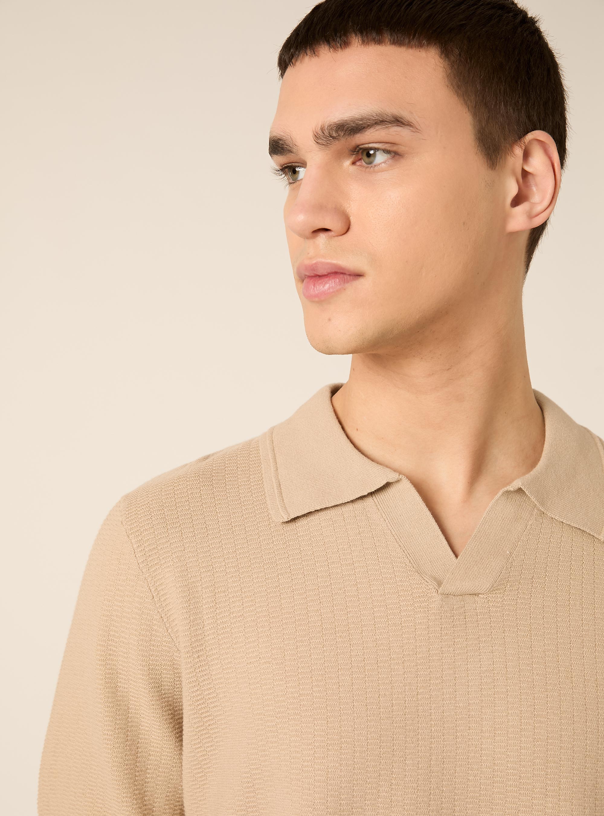 Polo derby in maglia, BEIGE MEDIO