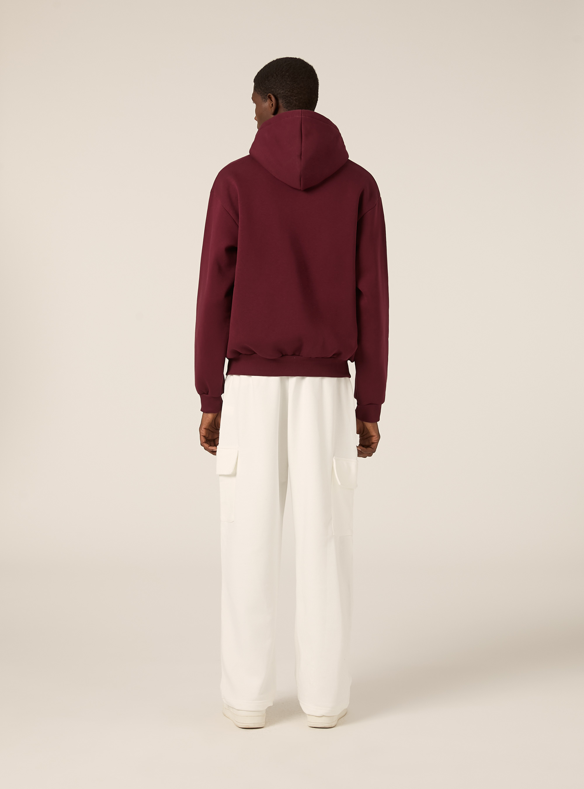 Sweat &agrave; capuche zipp&eacute; coupe boxy, BO1 BORDEAUX DARK