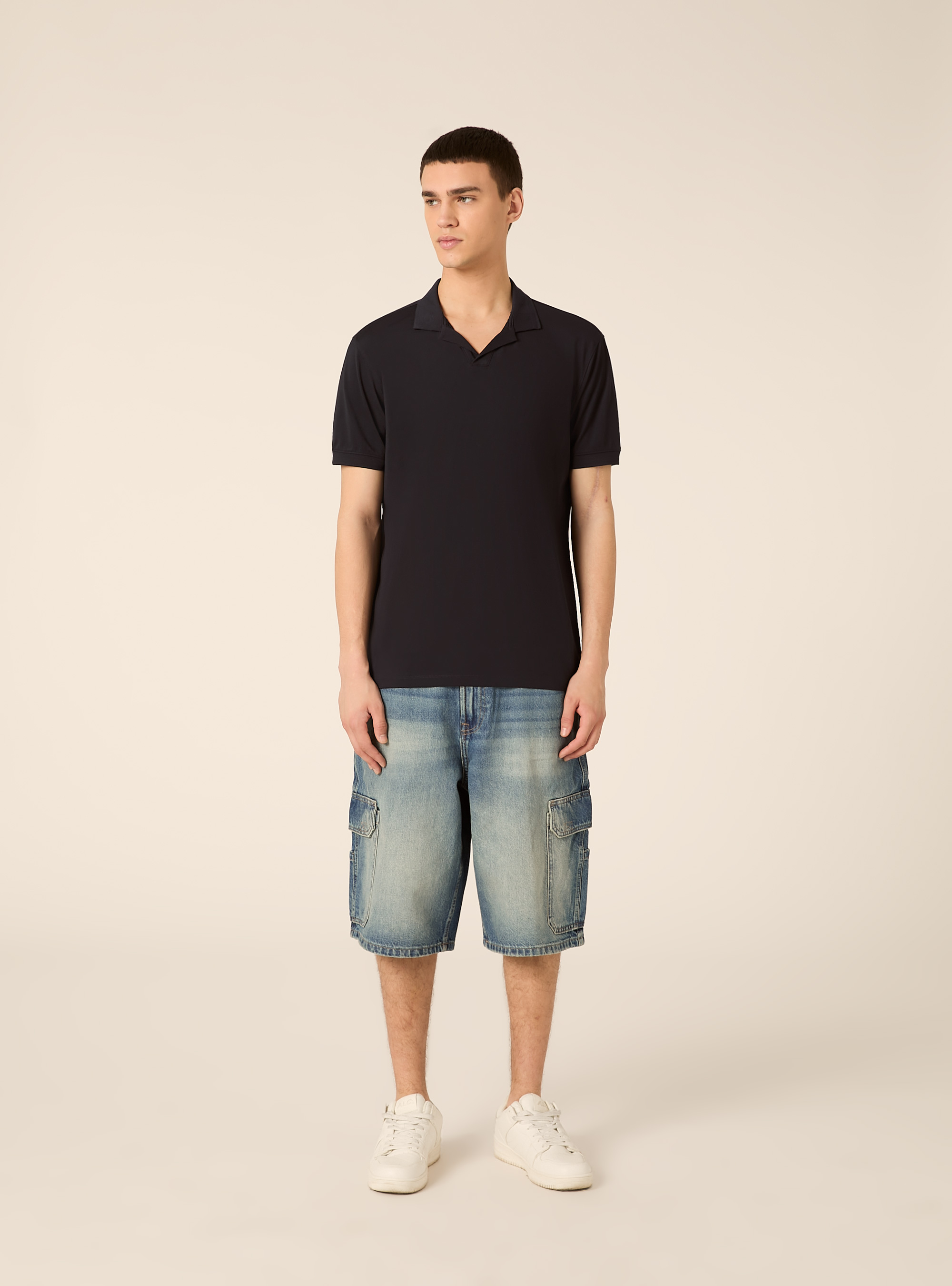 Polo AIRes in piquet stretch, NAVY SCURO