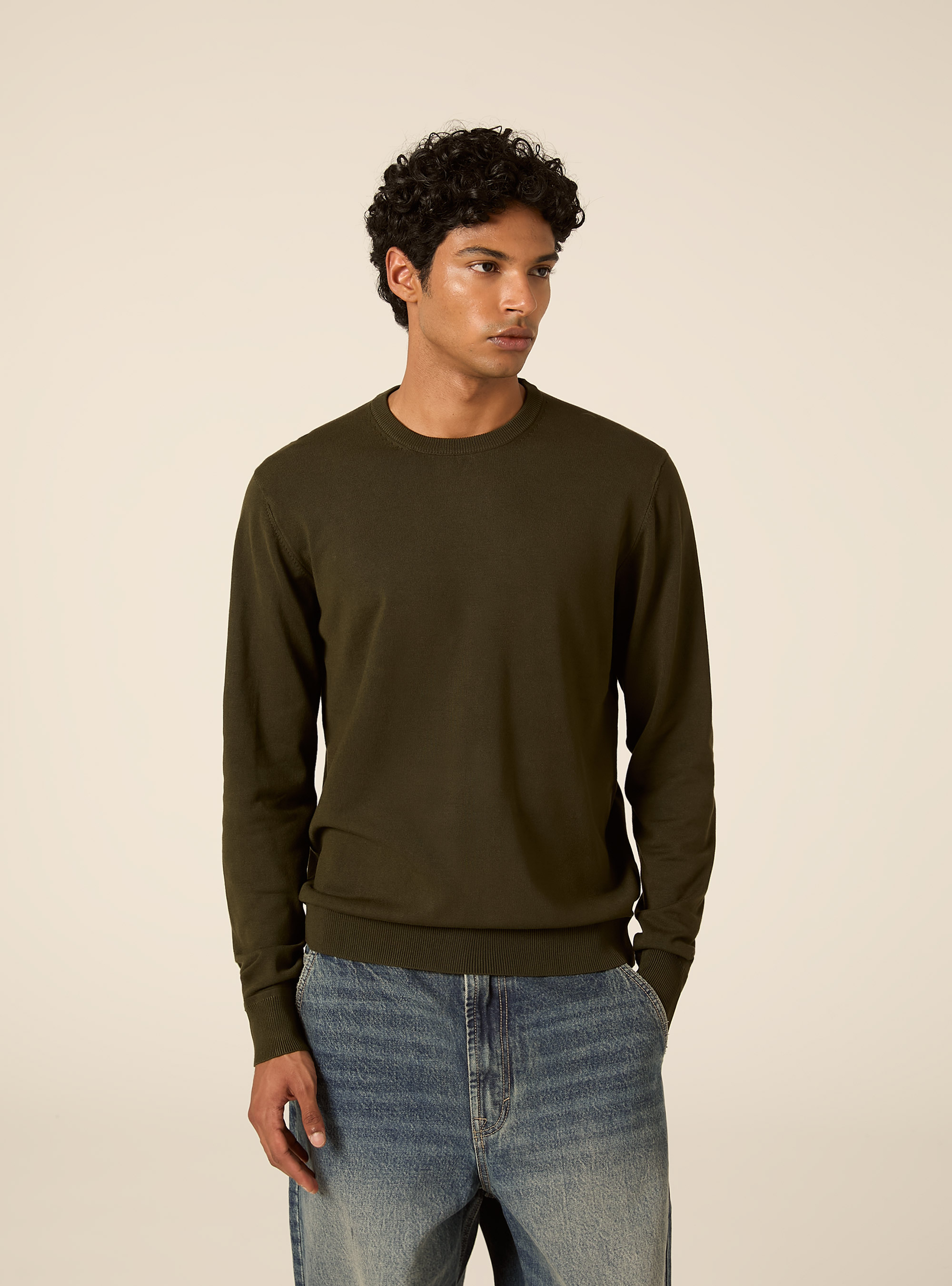 Jersey de cuello redondo en viscosa Lenzing Ecovero, KY1 KAKY DARK