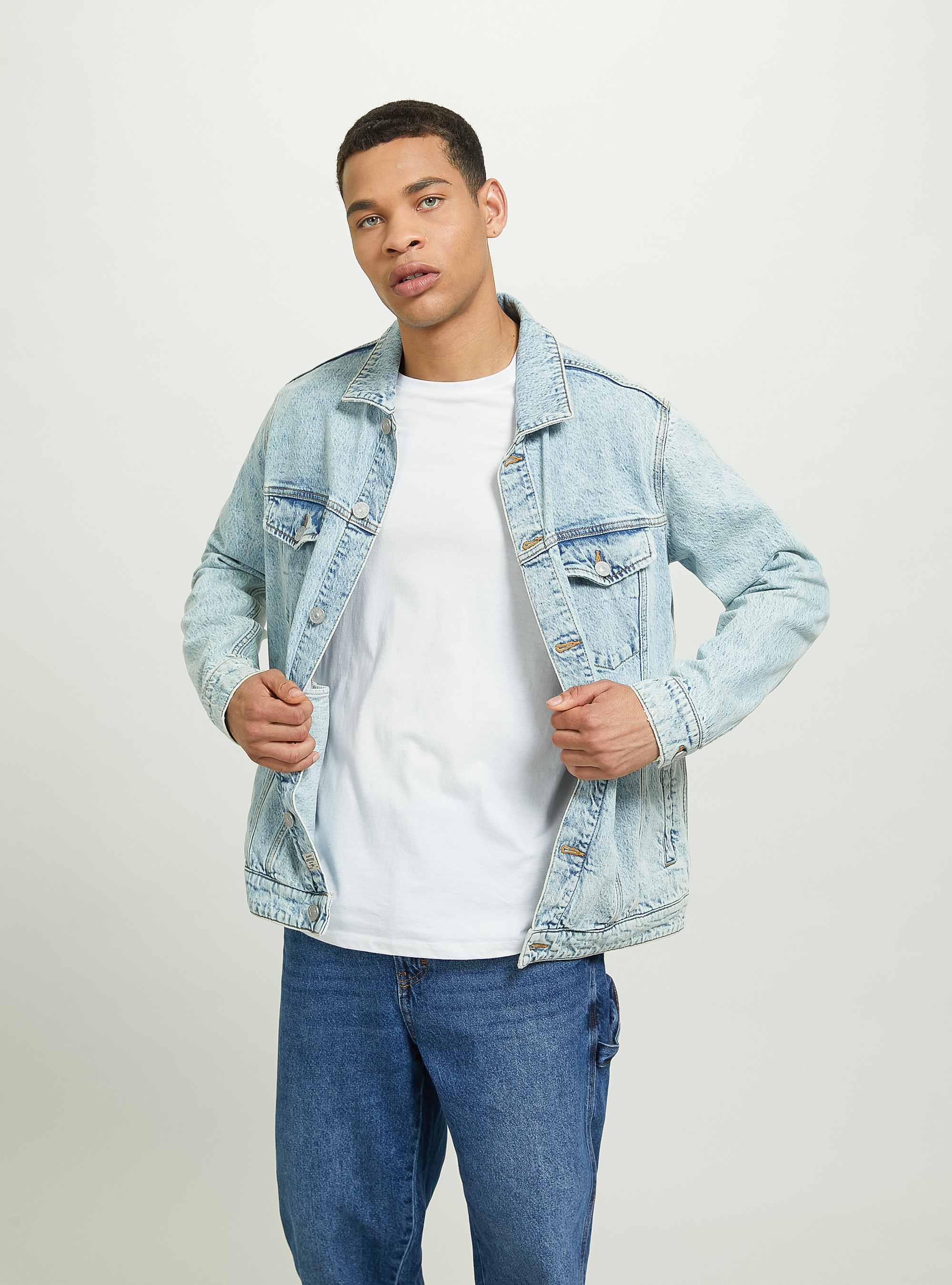 Chaqueta vaquera el&aacute;stica, AZUL