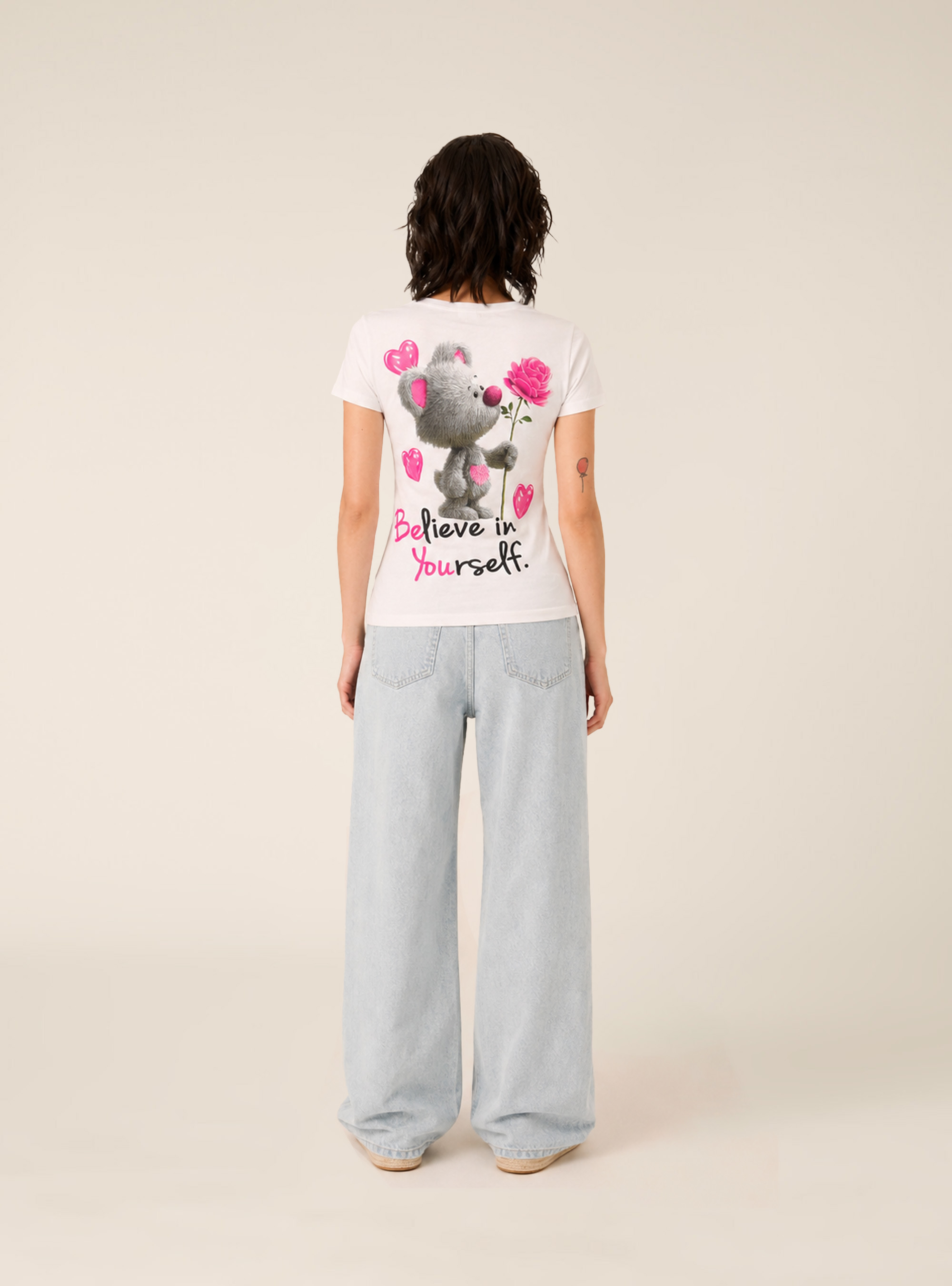 T-shirt regular con stampa, WH3 WHITE