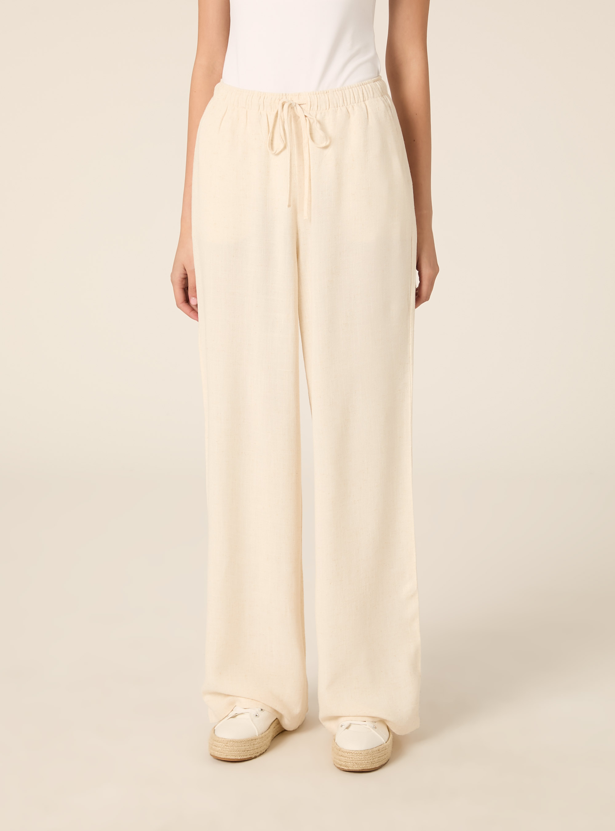 Linen-blend palazzo pants, MBG3 BEIGE MEL LIGHT