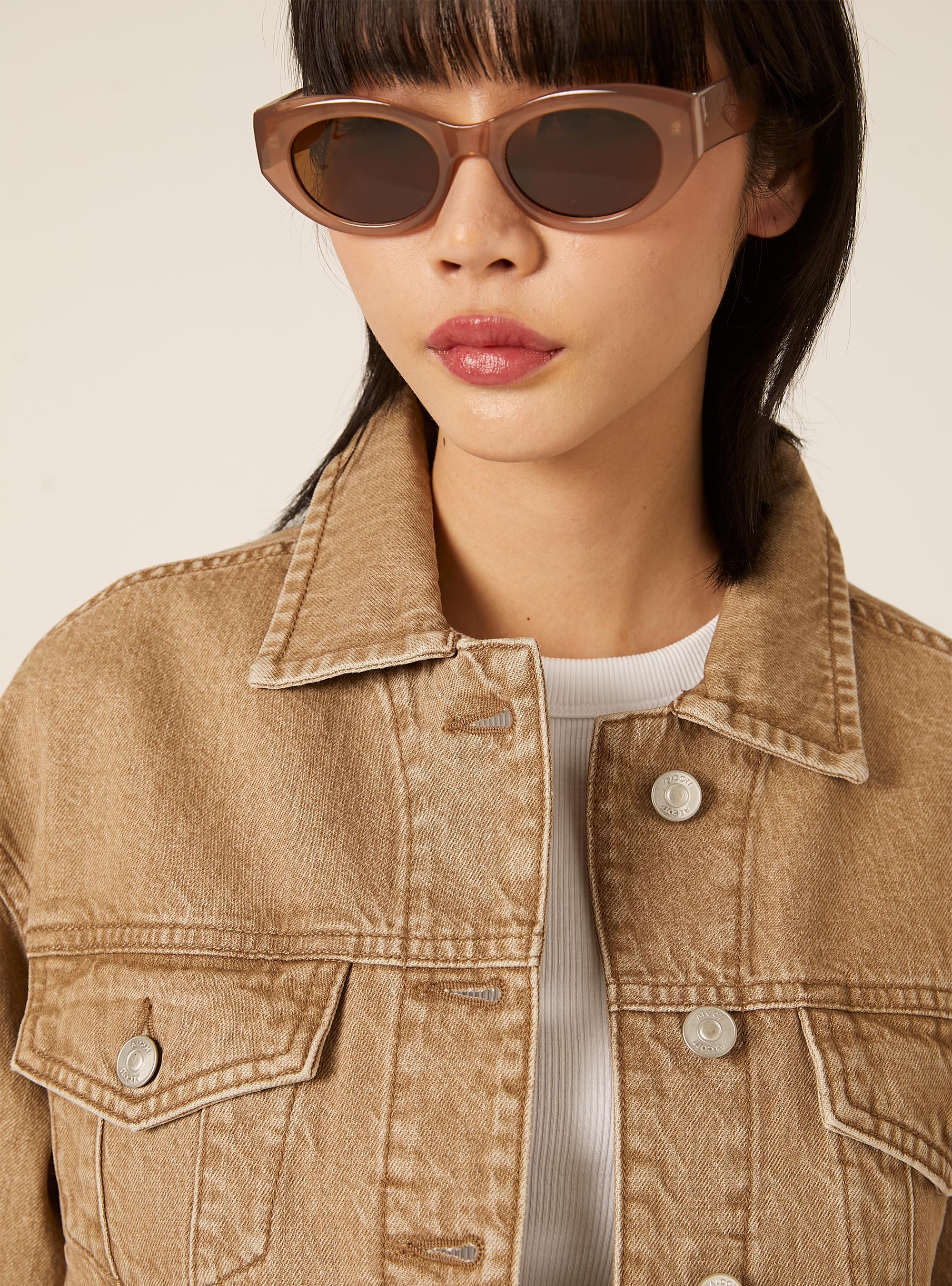 Cropped twill jacket, TB2 TOBACCO MEDIUM