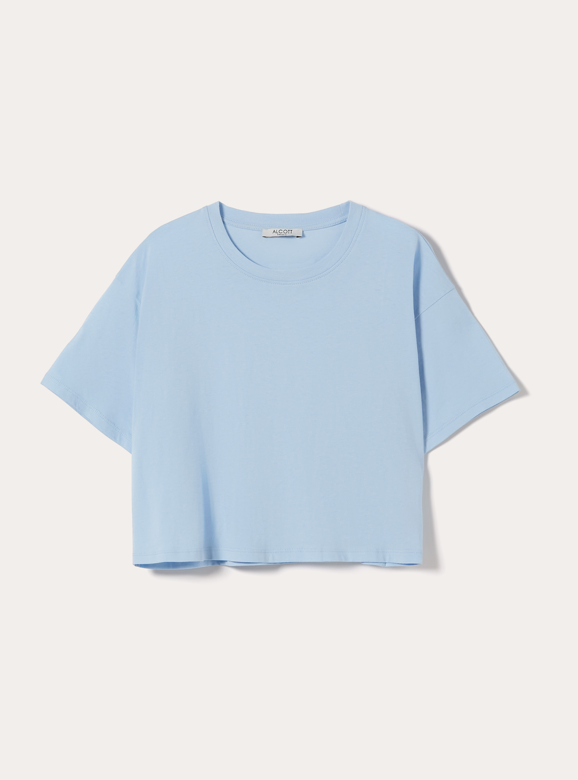 Basic Crew Neck Cropped T-Shirt, AZ2 AZURE MEDIUM