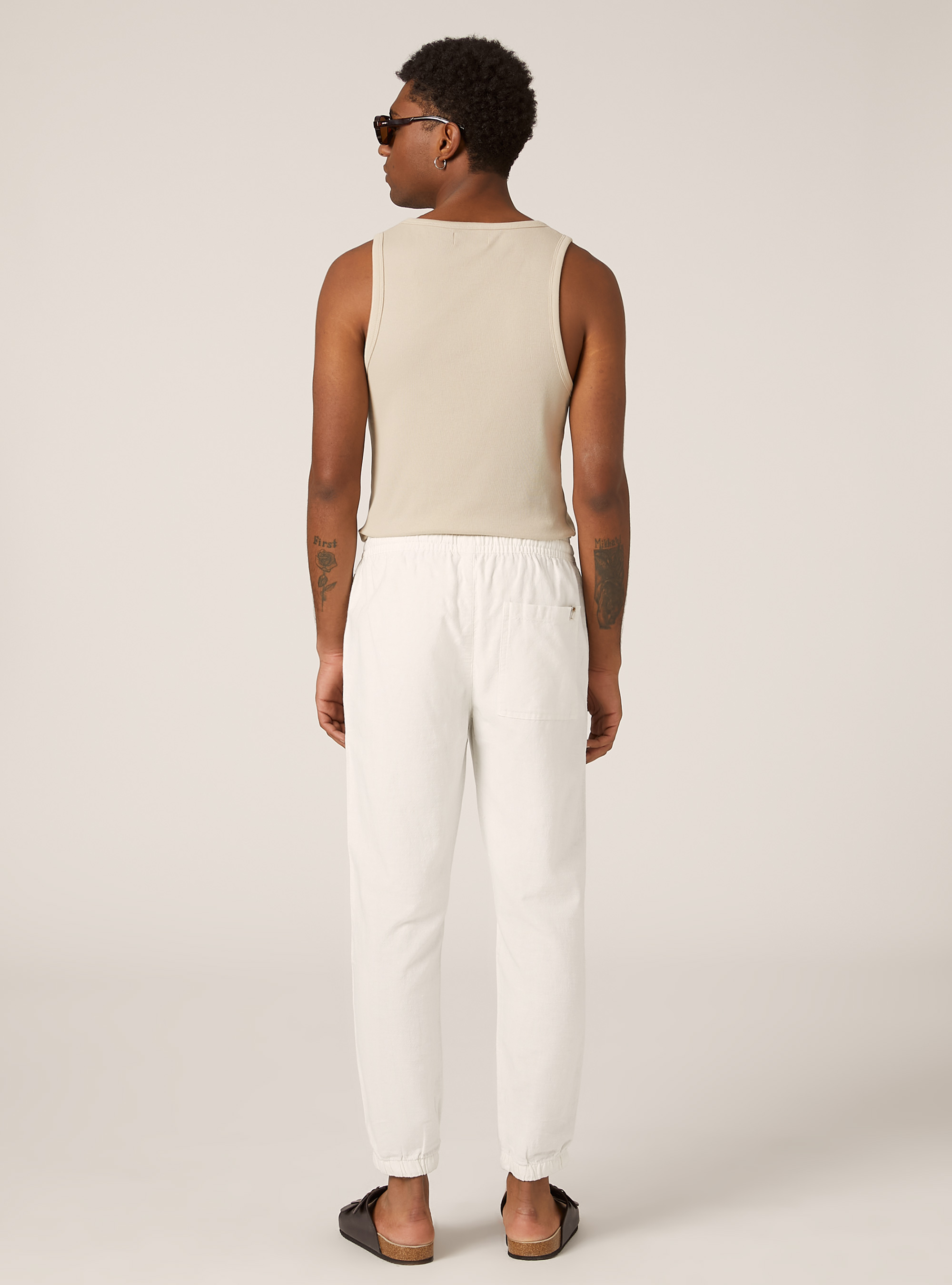 Linen-blend jogger pants, WH2 WHITE