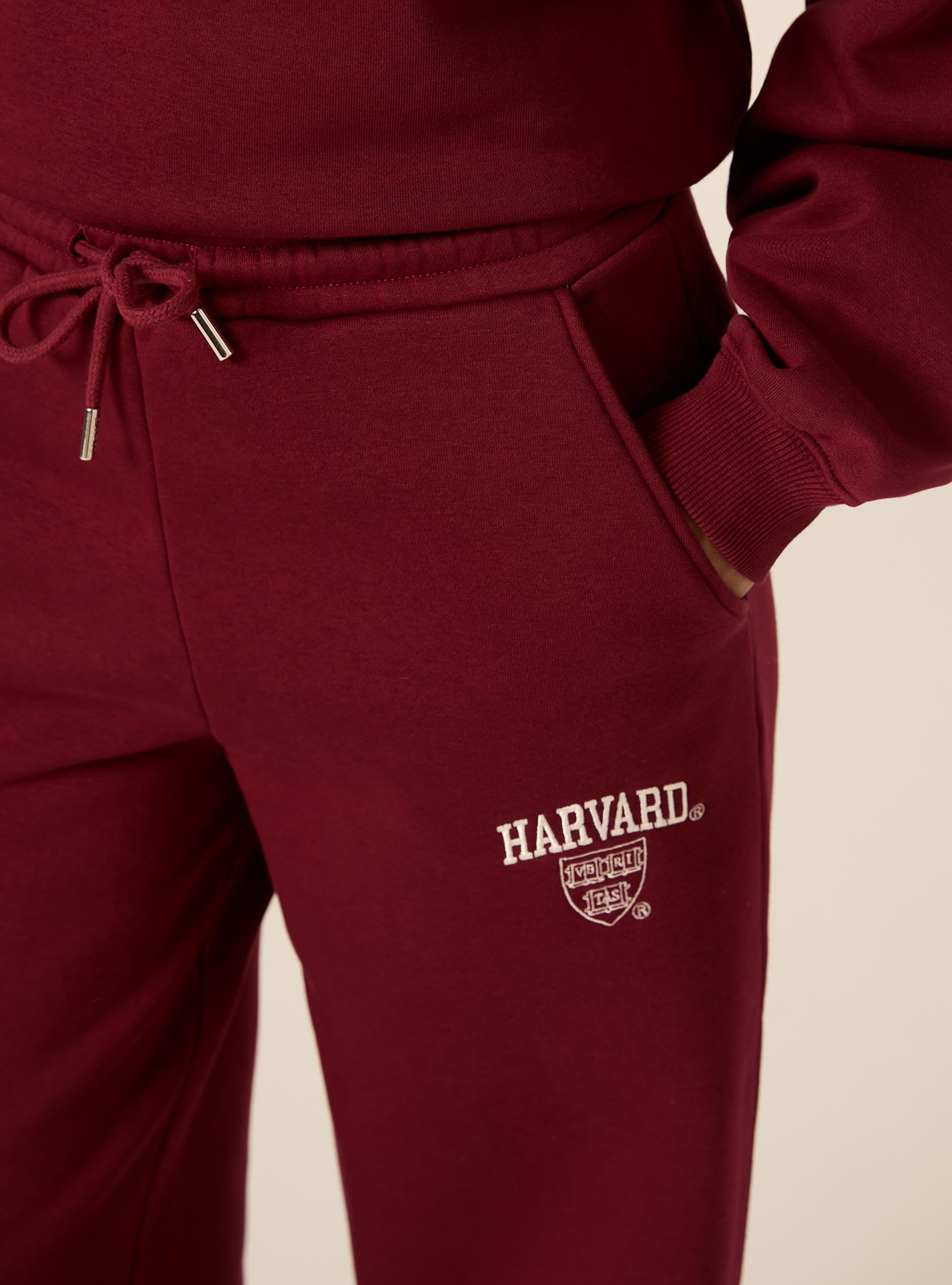 Pantaloni wide leg licenza harvard, BO1 BORDEAUX DARK
