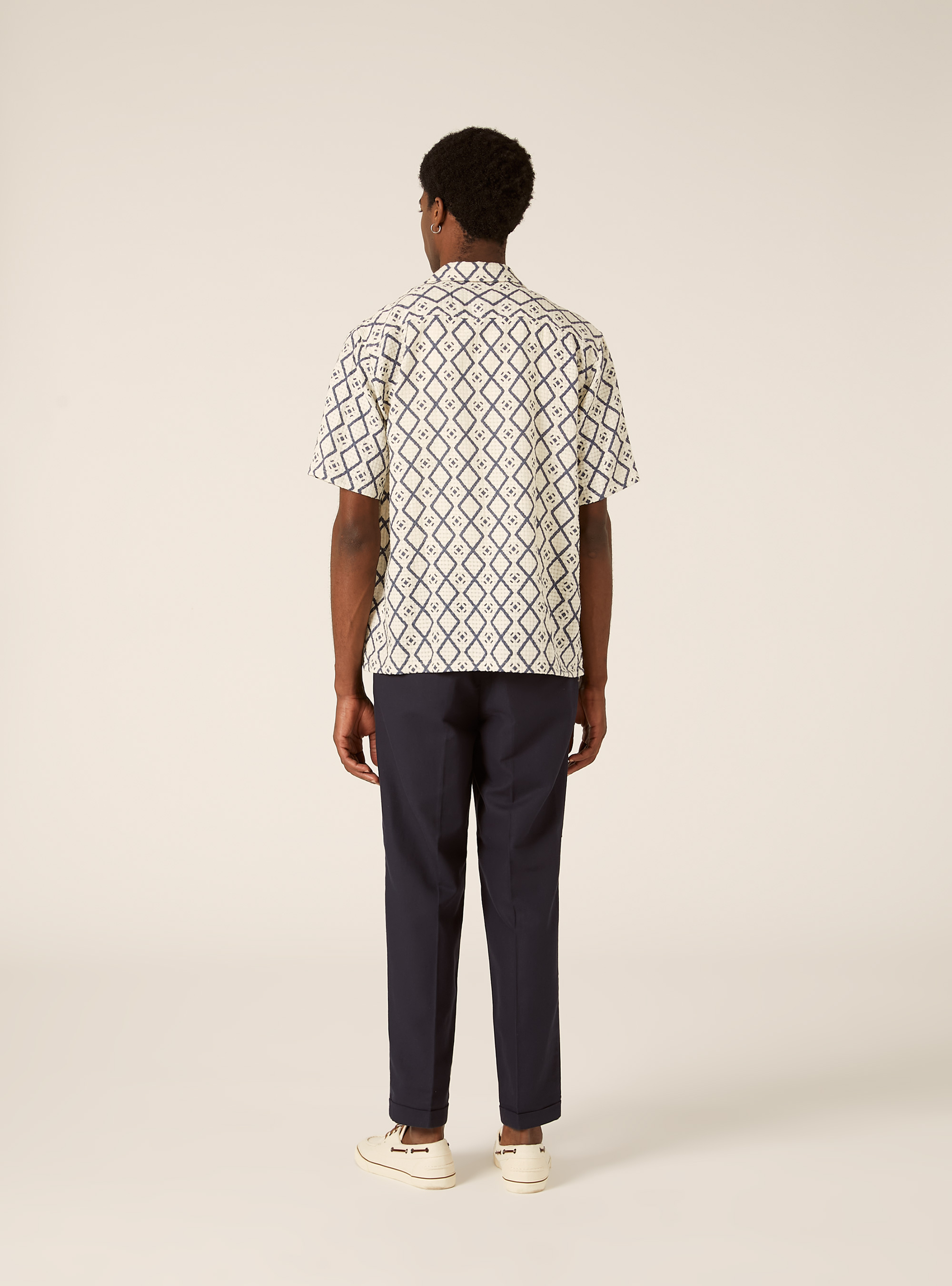 Printed textured boxy fit shirt, CR3 CREAM LIGHT