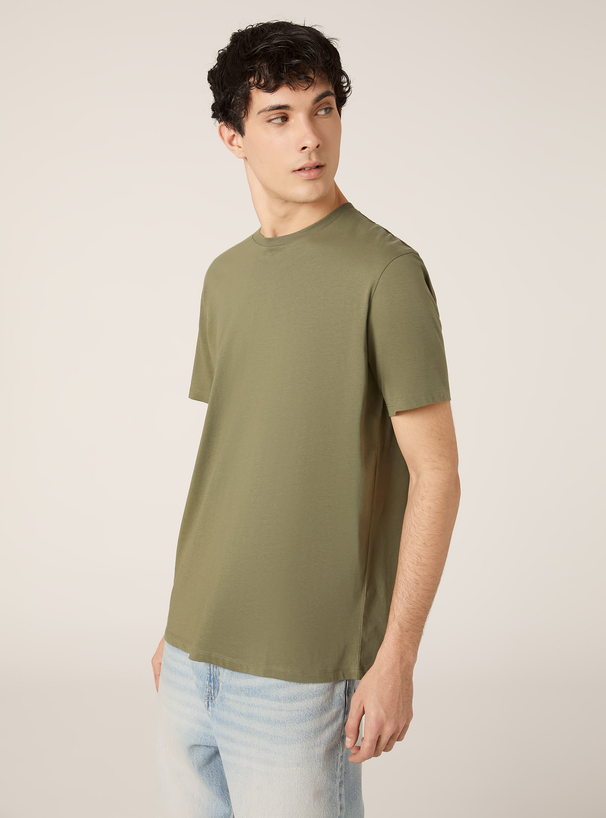 T-shirt en coton &agrave; col ras du cou, KY2 KAKY MEDIUM