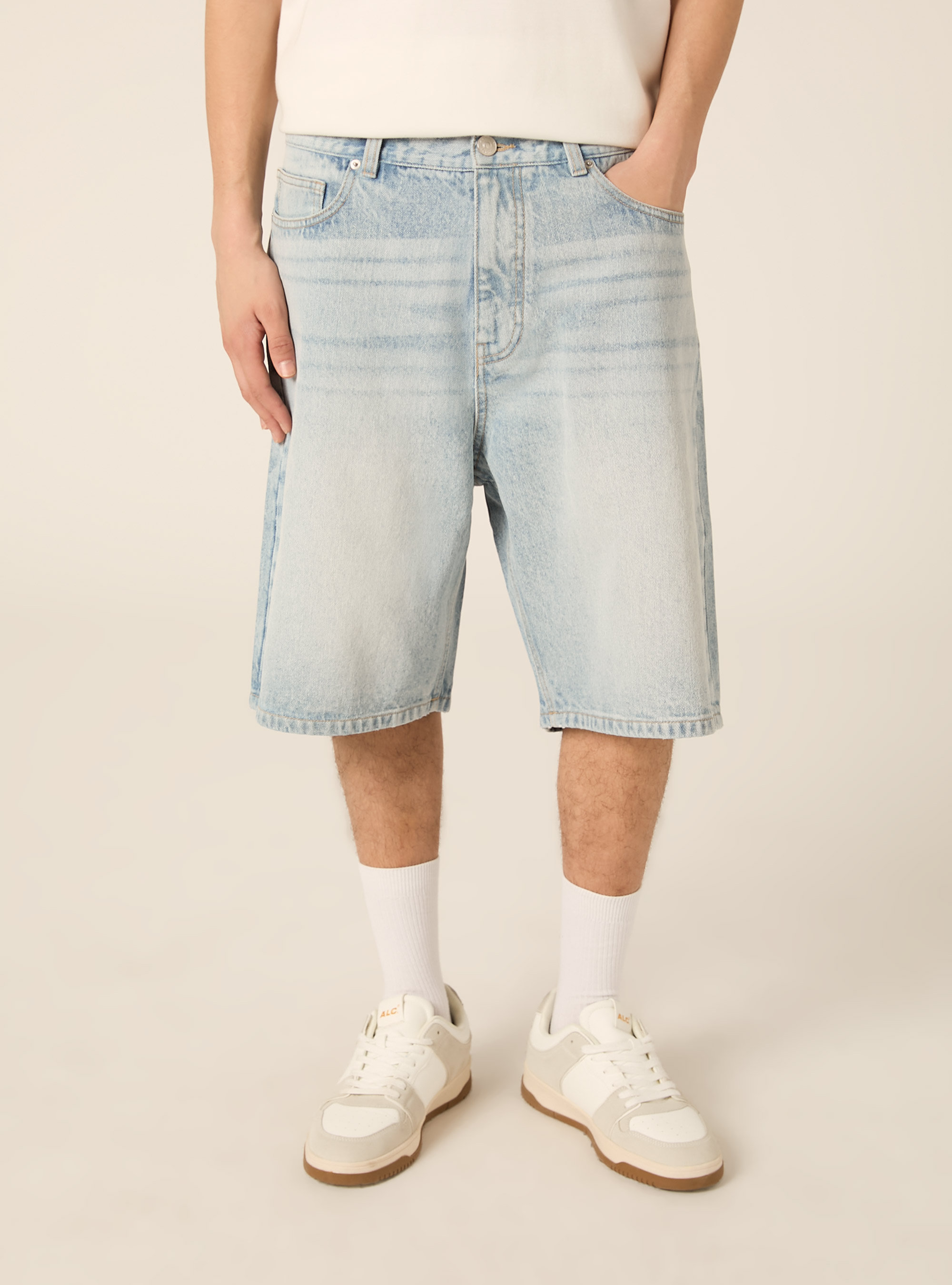 Bermuda ample en denim, D008 SUPER LIGHT BLUE