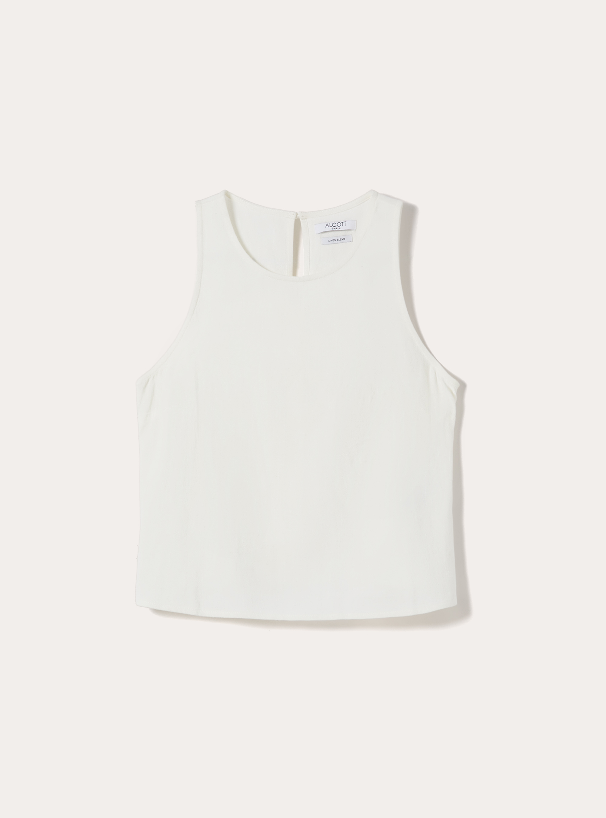 Linen Blend Basic Tank Top, WH2 WHITE