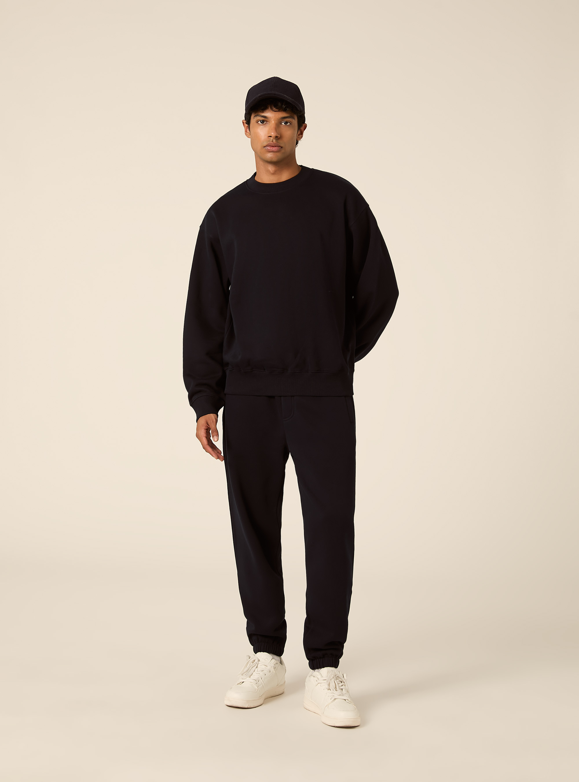Basic boxy fit sweatshirt mit rundhalsausschnitt, NA1 NAVY DARK