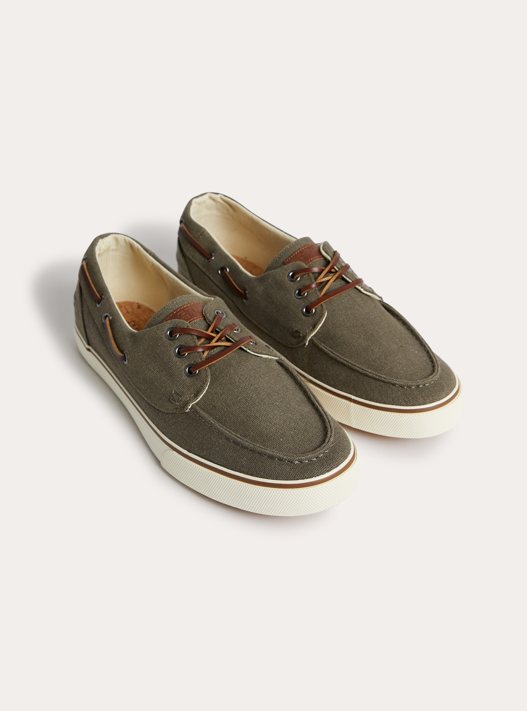 Casual Canvas Boat Shoes, KY2 KAKY MEDIUM