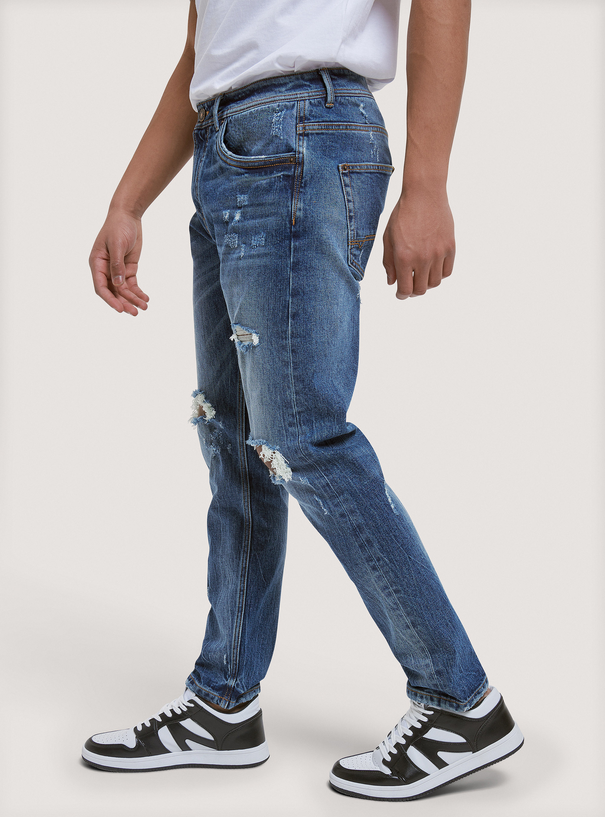 Jean Slim Fit en coton, D002 MEDIUM DARK BLUE