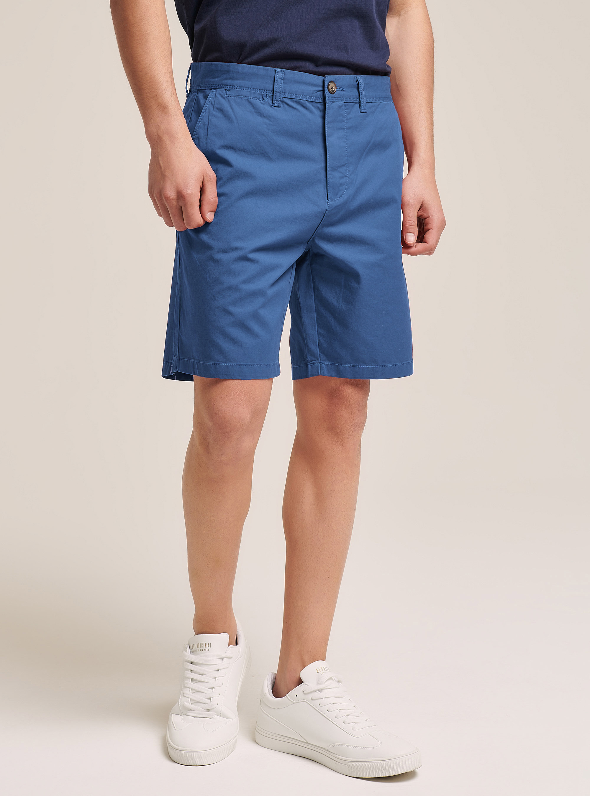 Bermuda in twill in tinta unita, BLU MEDIO